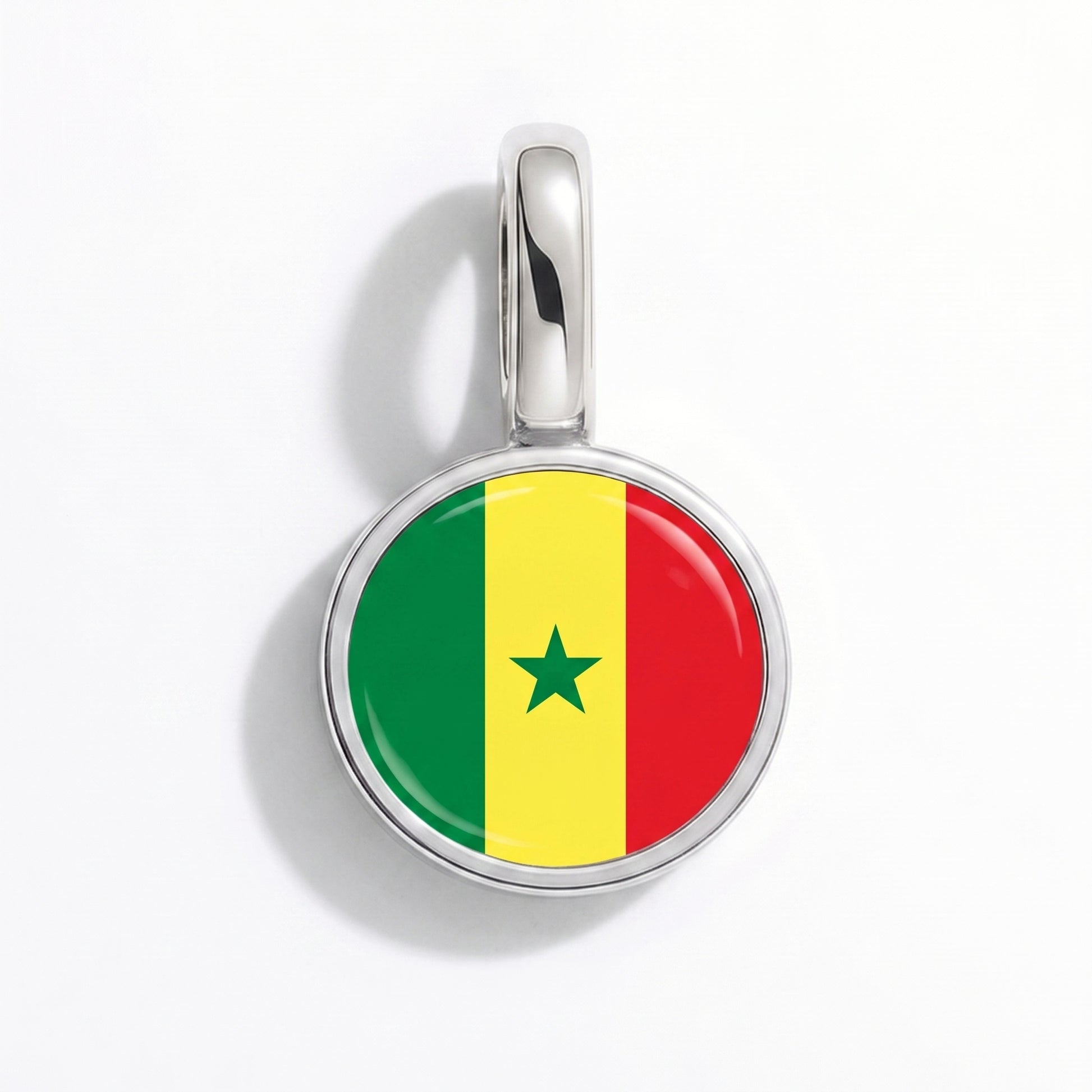 Flag charm Senegal – round silver