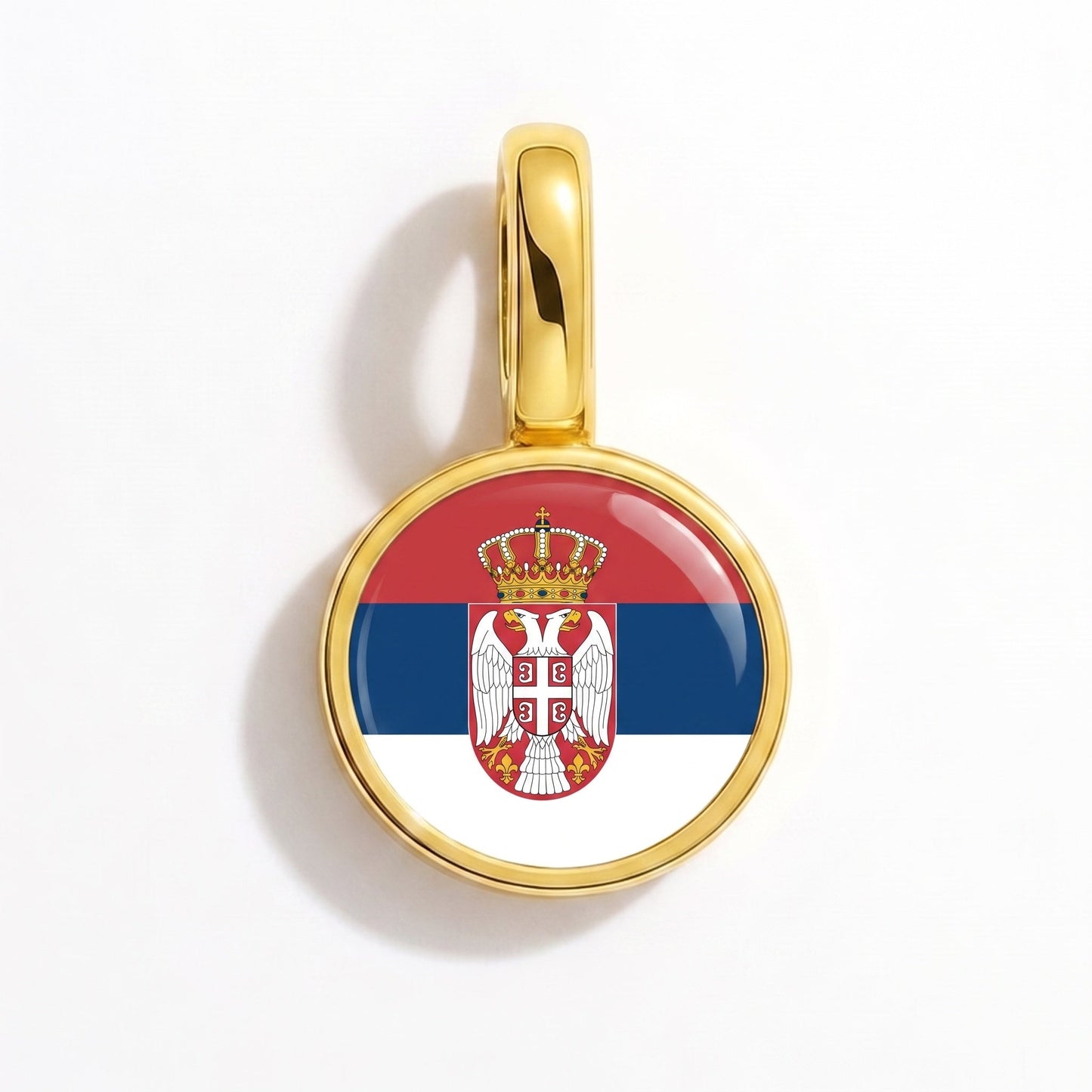 Flag charm Serbia – rectangular gold