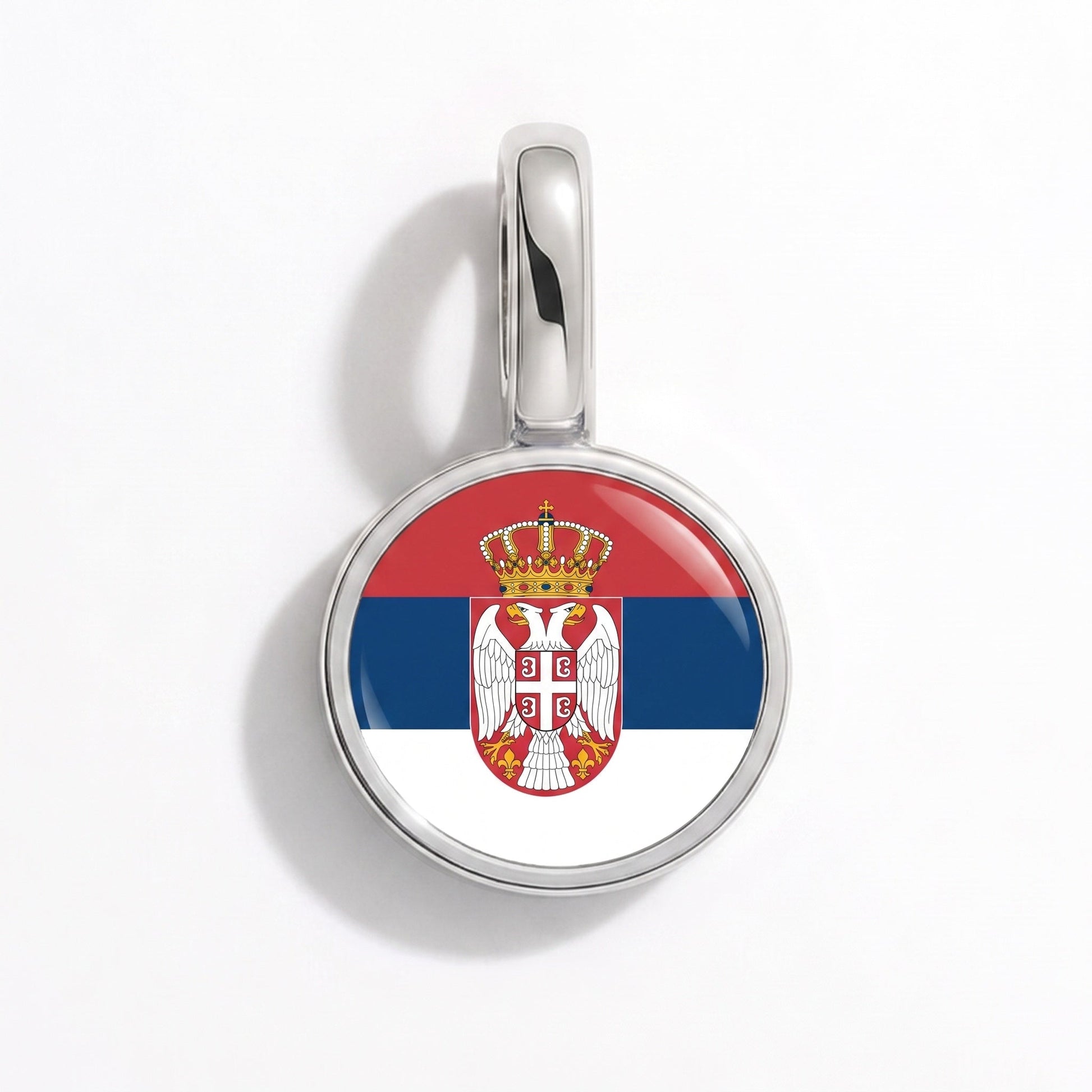 Flag charm Serbia – rectangular silver