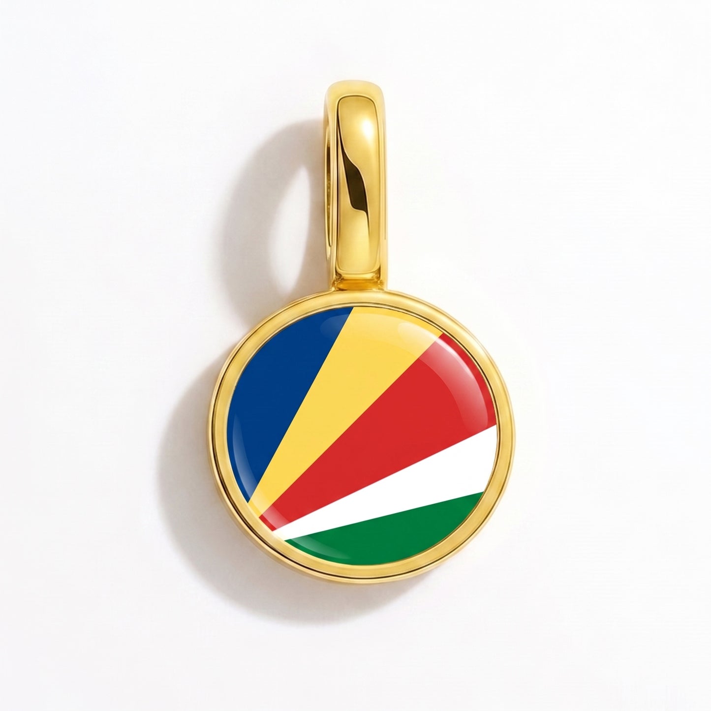 Flag charm Seychelles – round gold