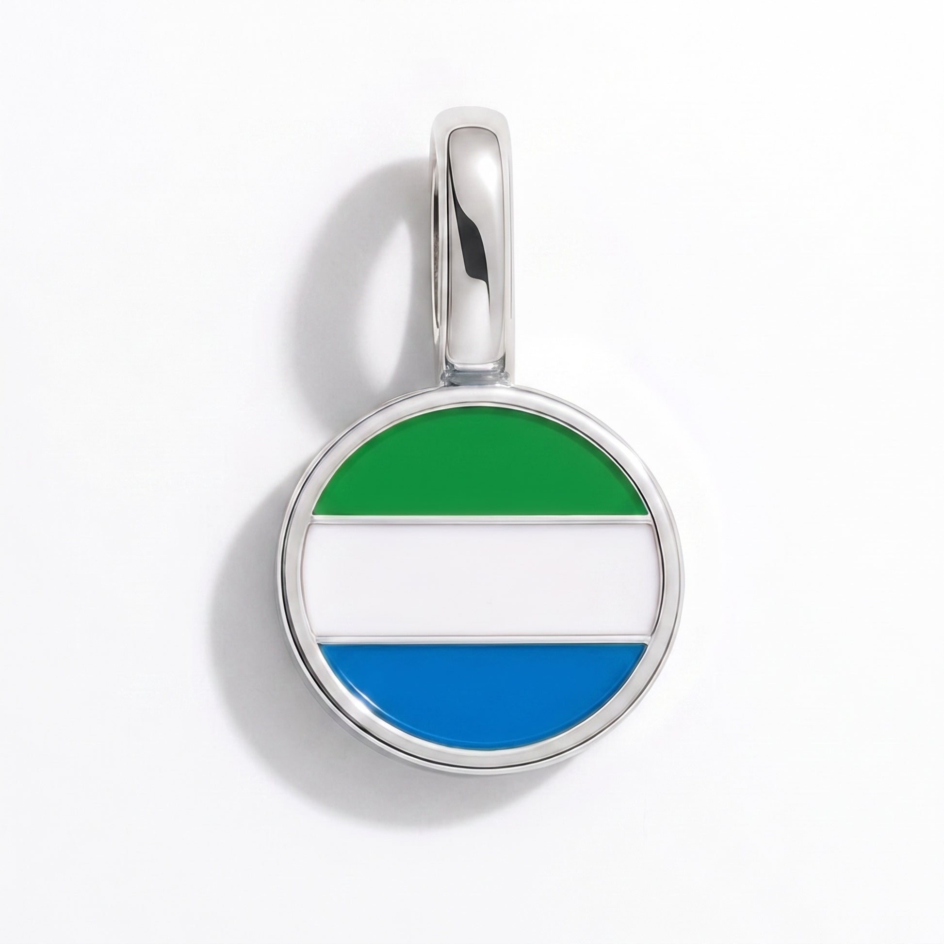 Flag charm Sierra Leone – round silver