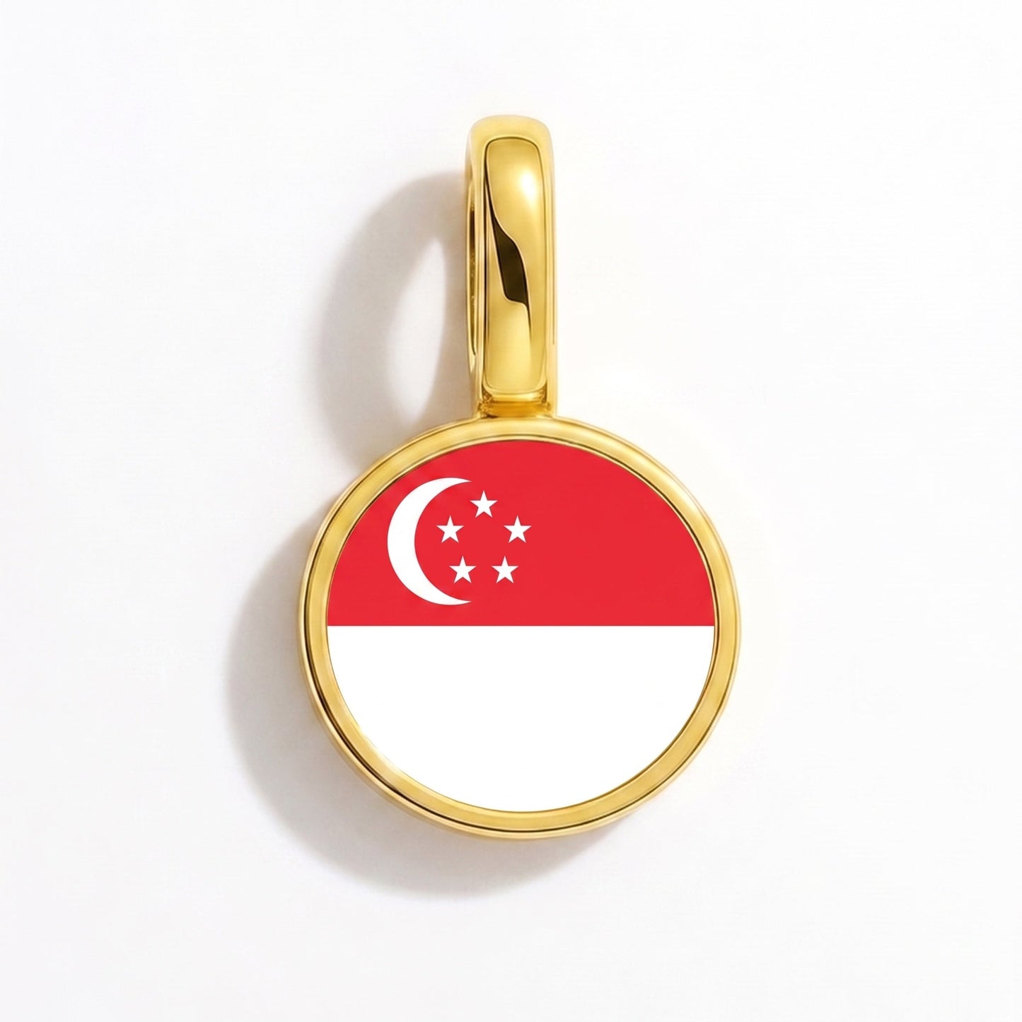 Flag charm Singapore – rectangular gold