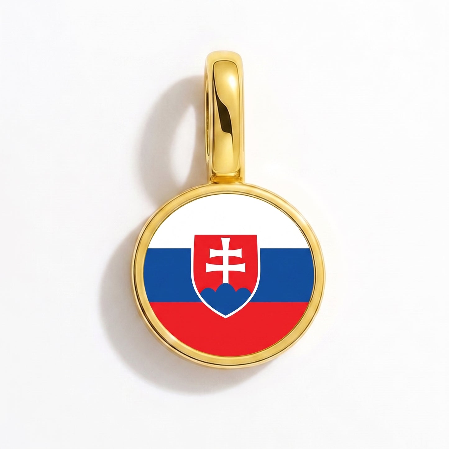 Flag charm Slovakia – round gold