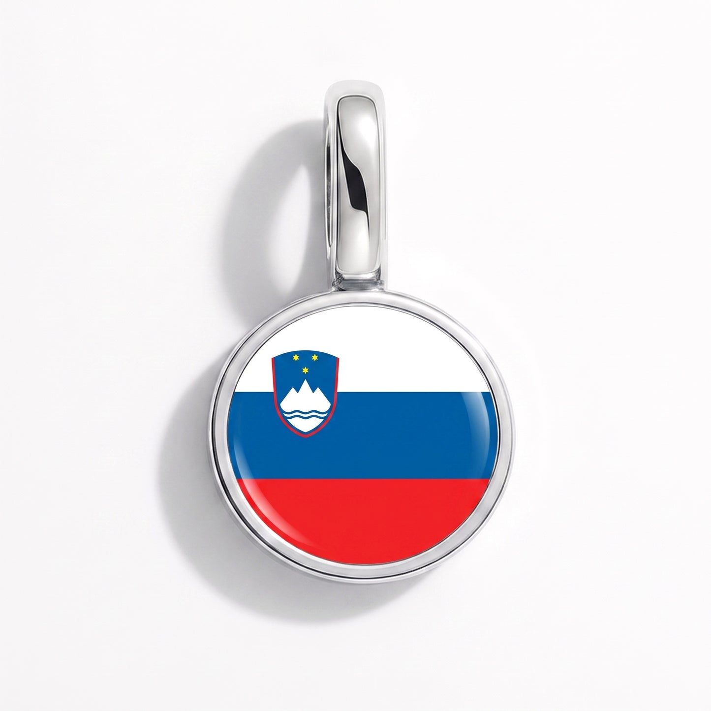 Flag charm Slovenia – round silver