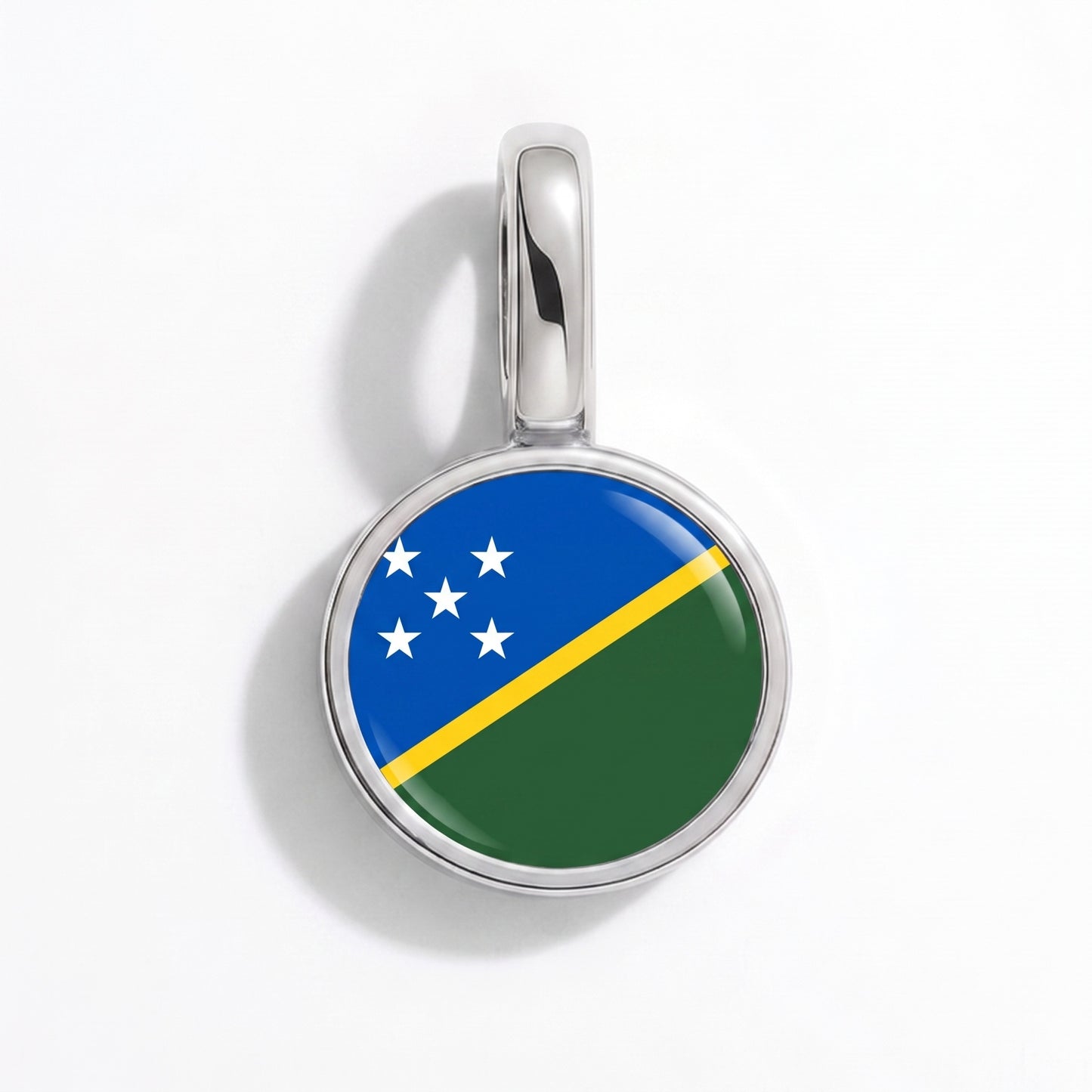 Flag charm Solomon Islands – round silver