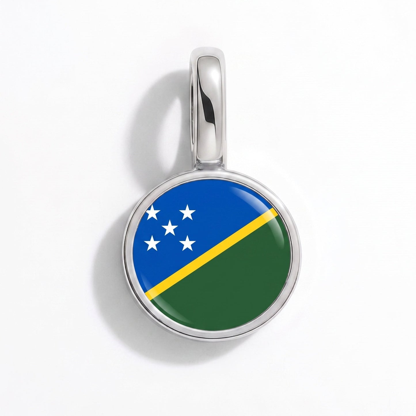 Flag charm Solomon Islands – rectangular silver