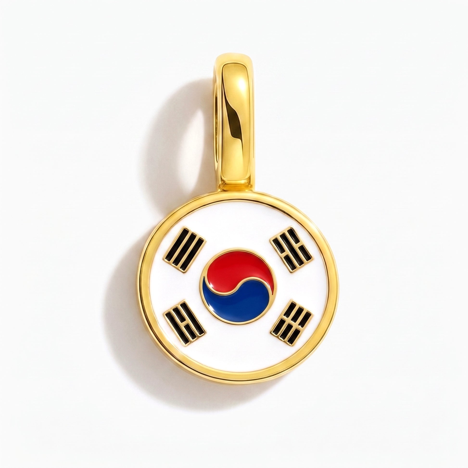 Flag charm South Korea – round gold