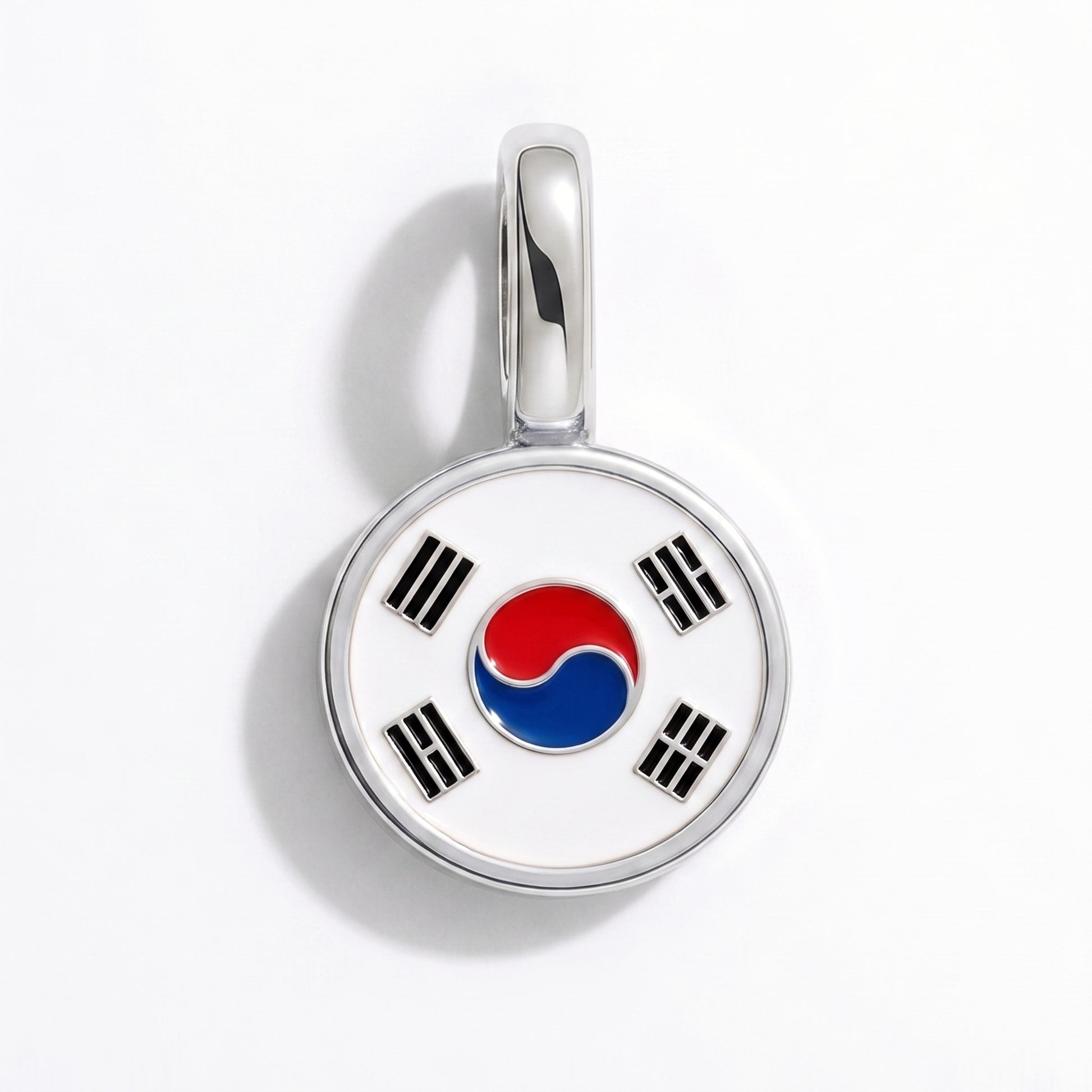 Flag charm South Korea – round silver