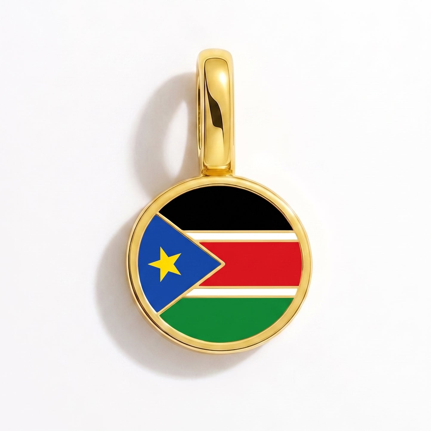 Flag charm South Sudan – round gold