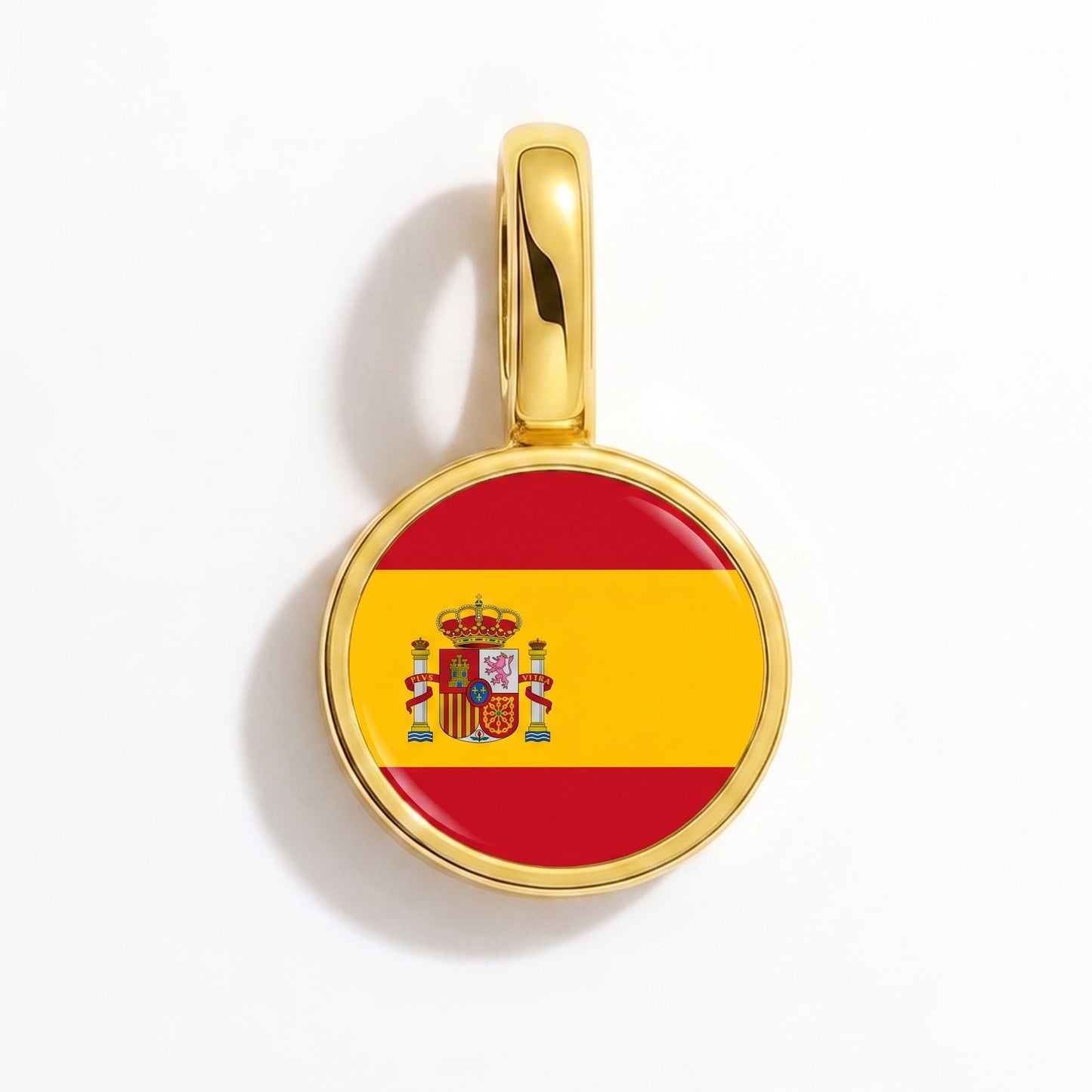 Flag charm Spain – round gold