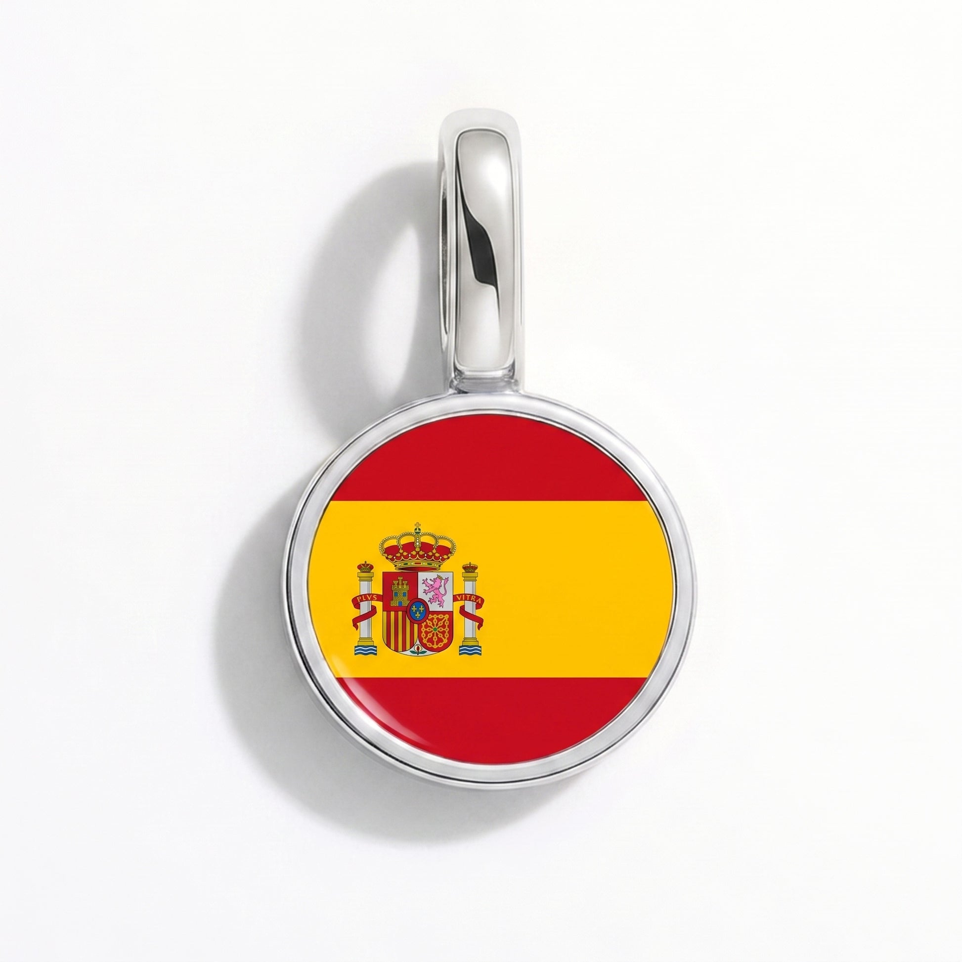 Flag charm Spain – round silver