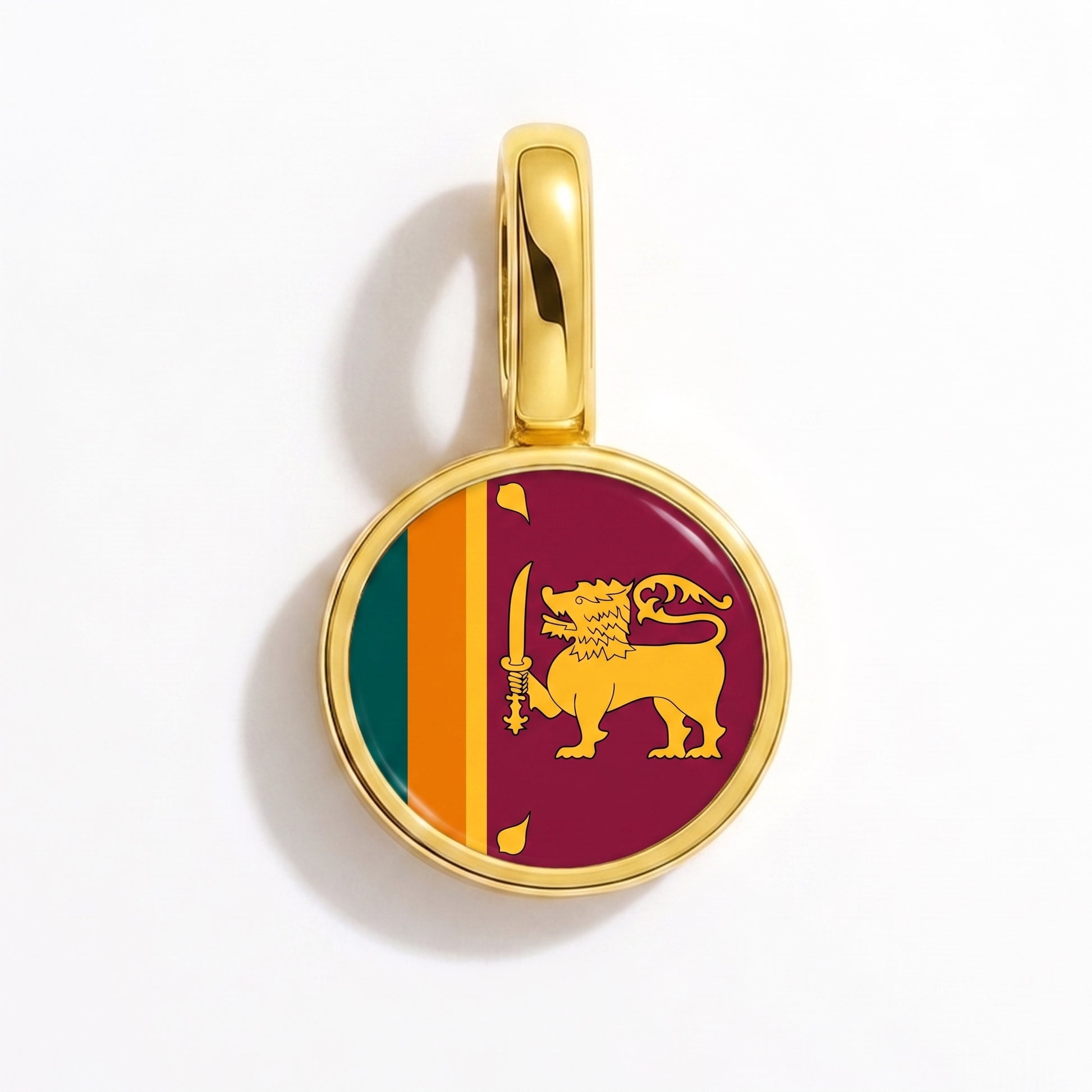 Flag charm Sri Lanka – round gold