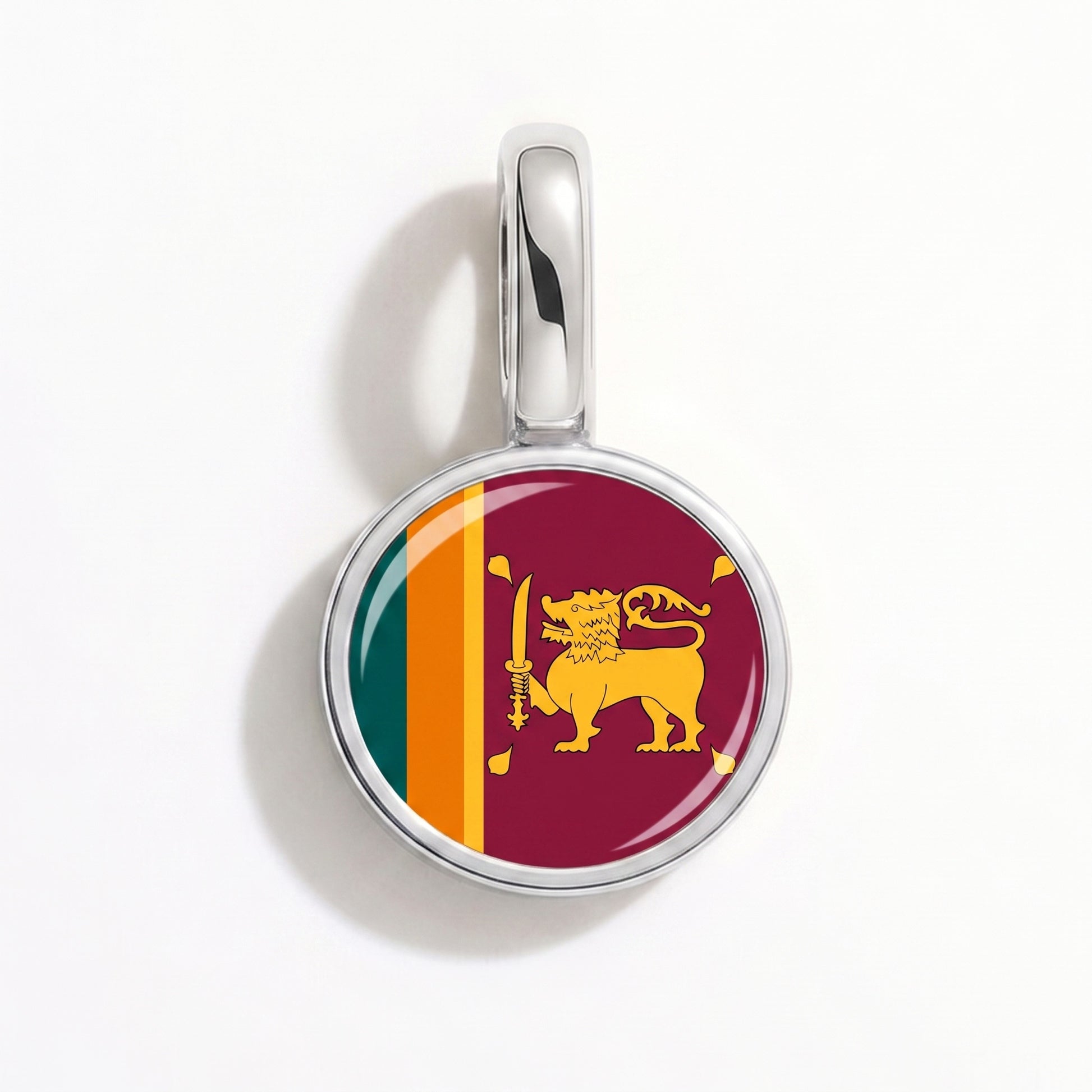 Flag charm Sri Lanka – round silver