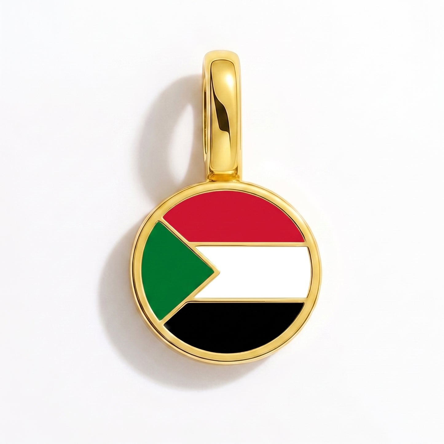 Flag charm Sudan – round gold
