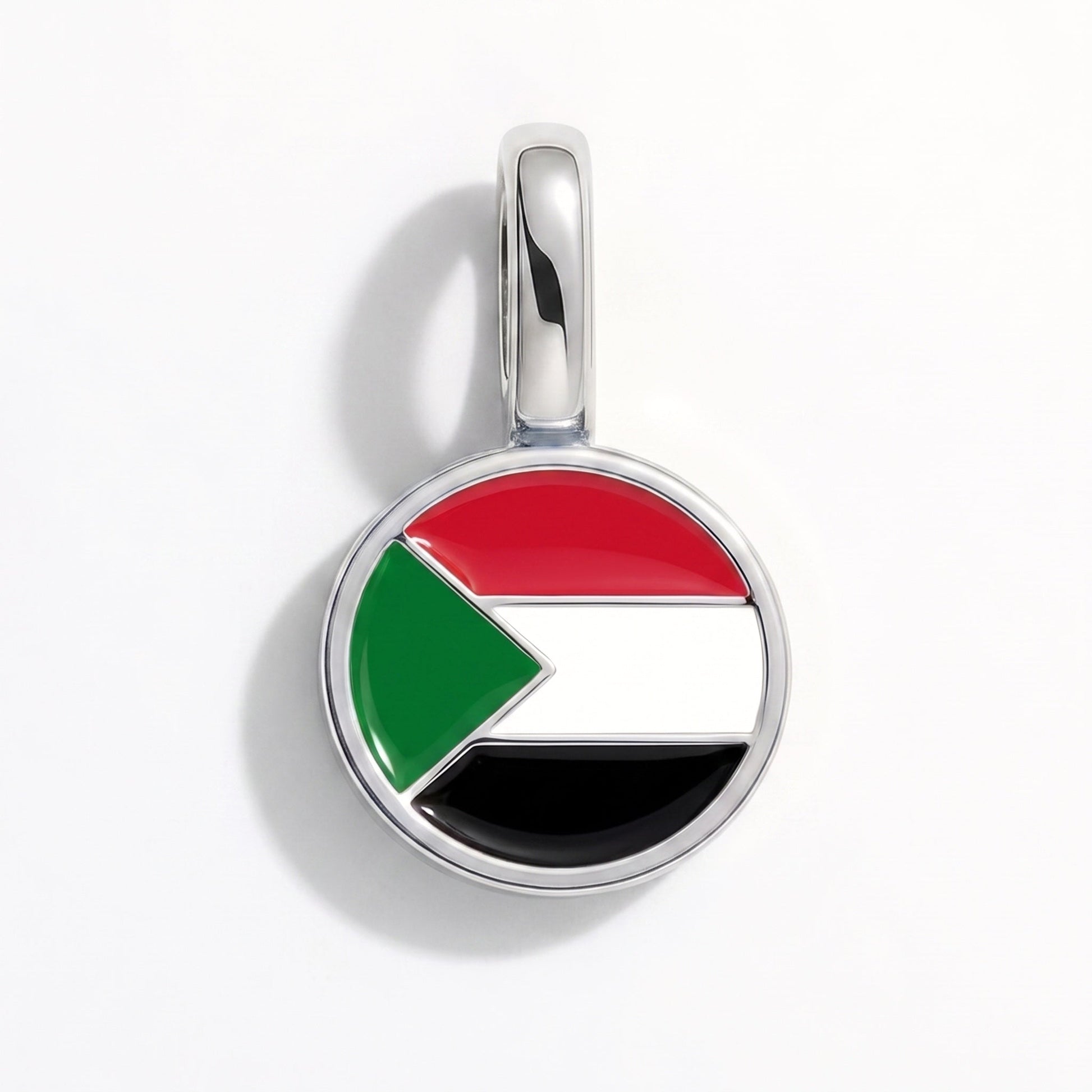 Flag charm Sudan – rectangular silver