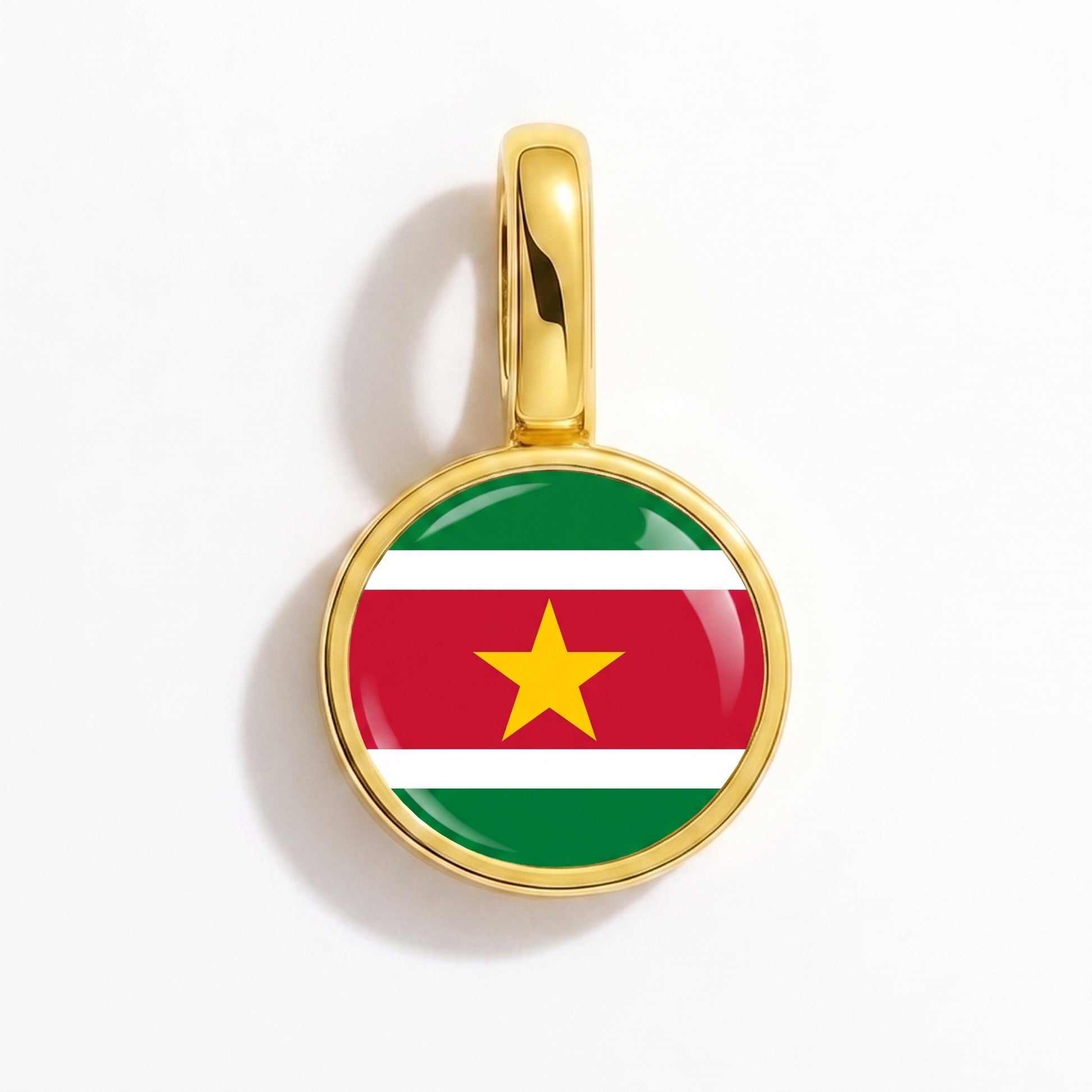 Flag charm Suriname – round gold
