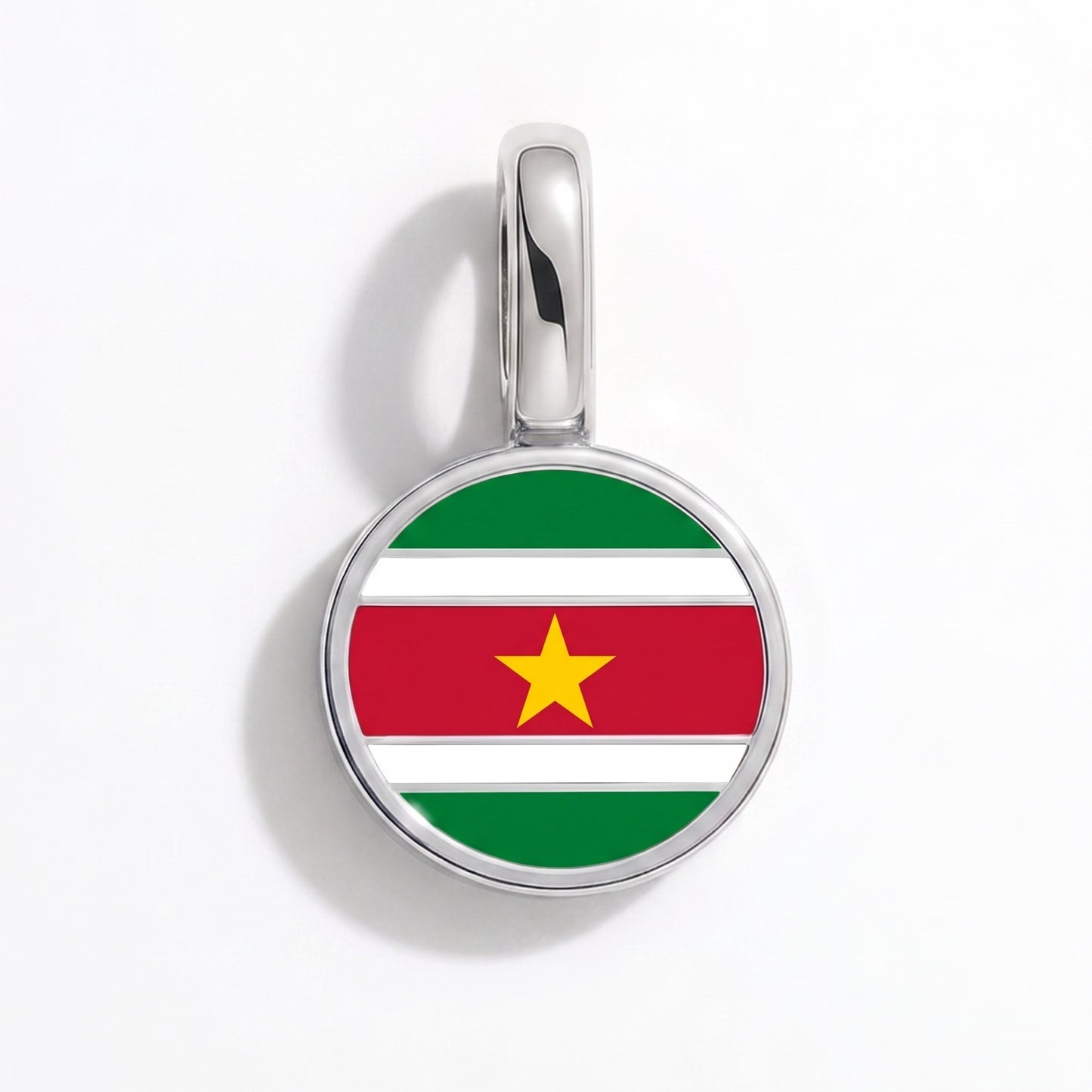 Flag charm Suriname – round silver