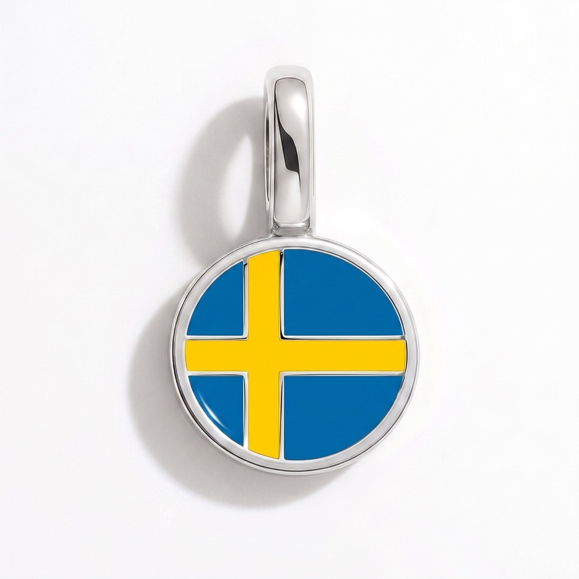 Flag charm Sweden – rectangular silver