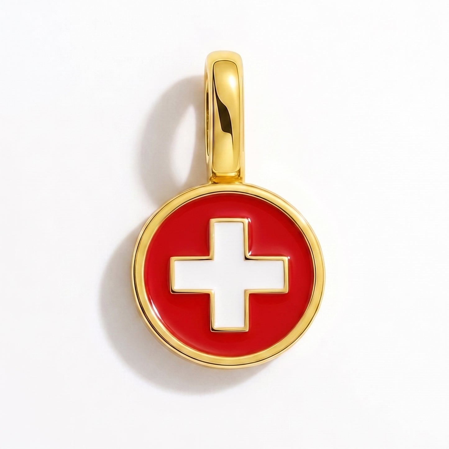 Flag charm Switzerland – round gold