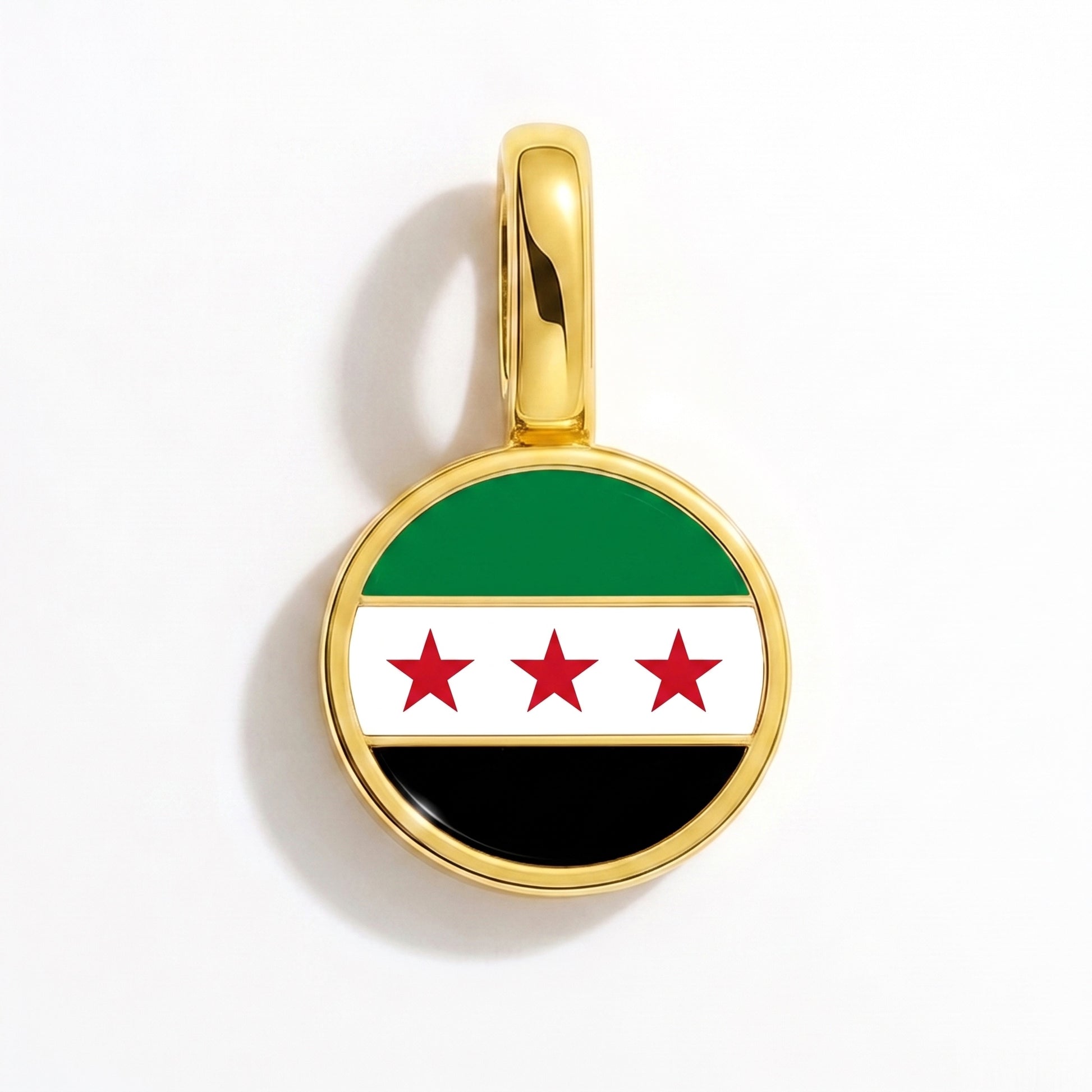 Flag charm Syria – round gold
