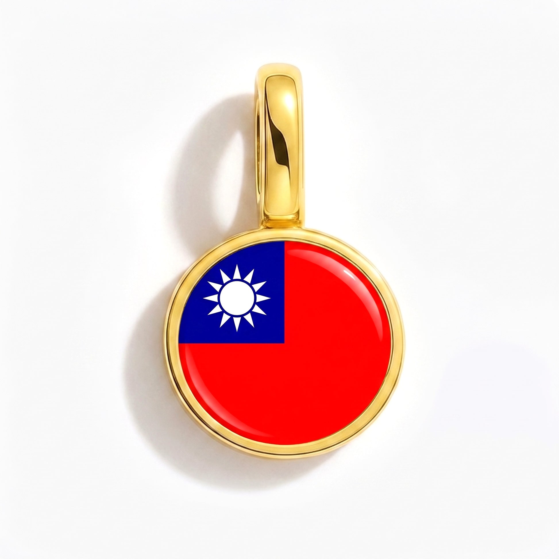 Flag charm Taiwan – round gold