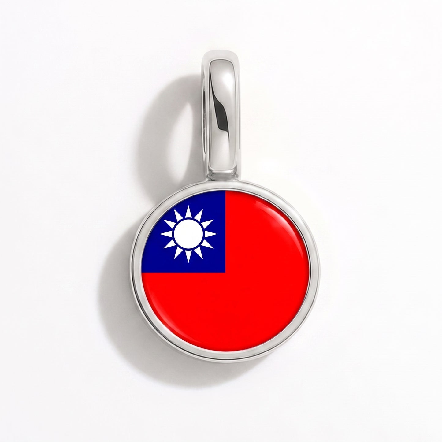 Flag charm Taiwan – round silver
