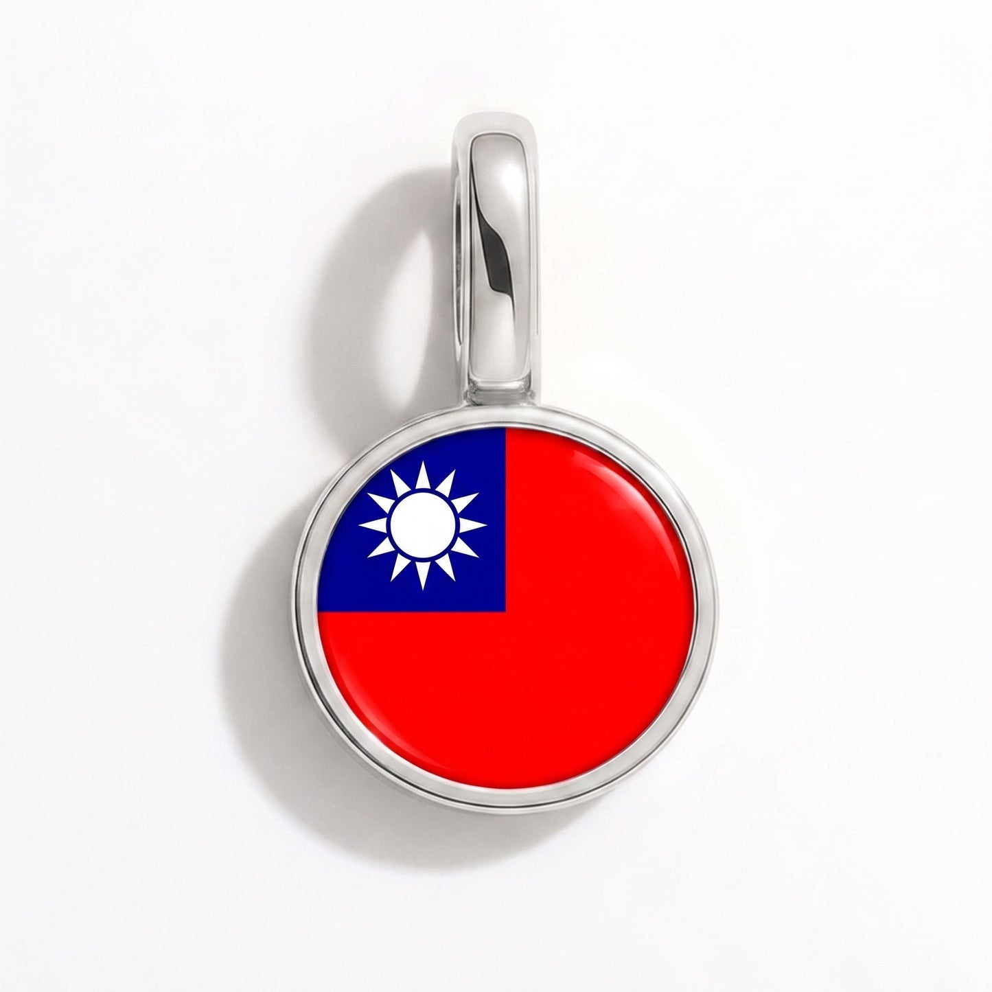 Flag charm Taiwan – rectangular silver