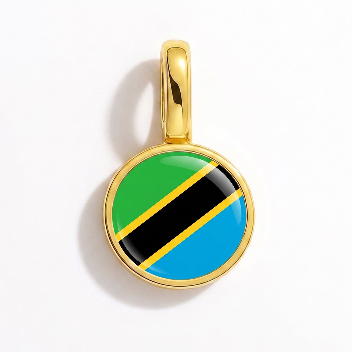 Flag charm Tanzania – rectangular gold
