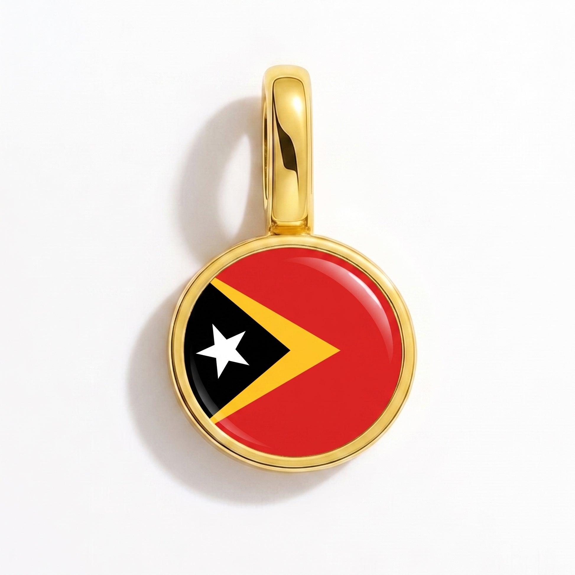 Flag charm Timor-Leste – round gold