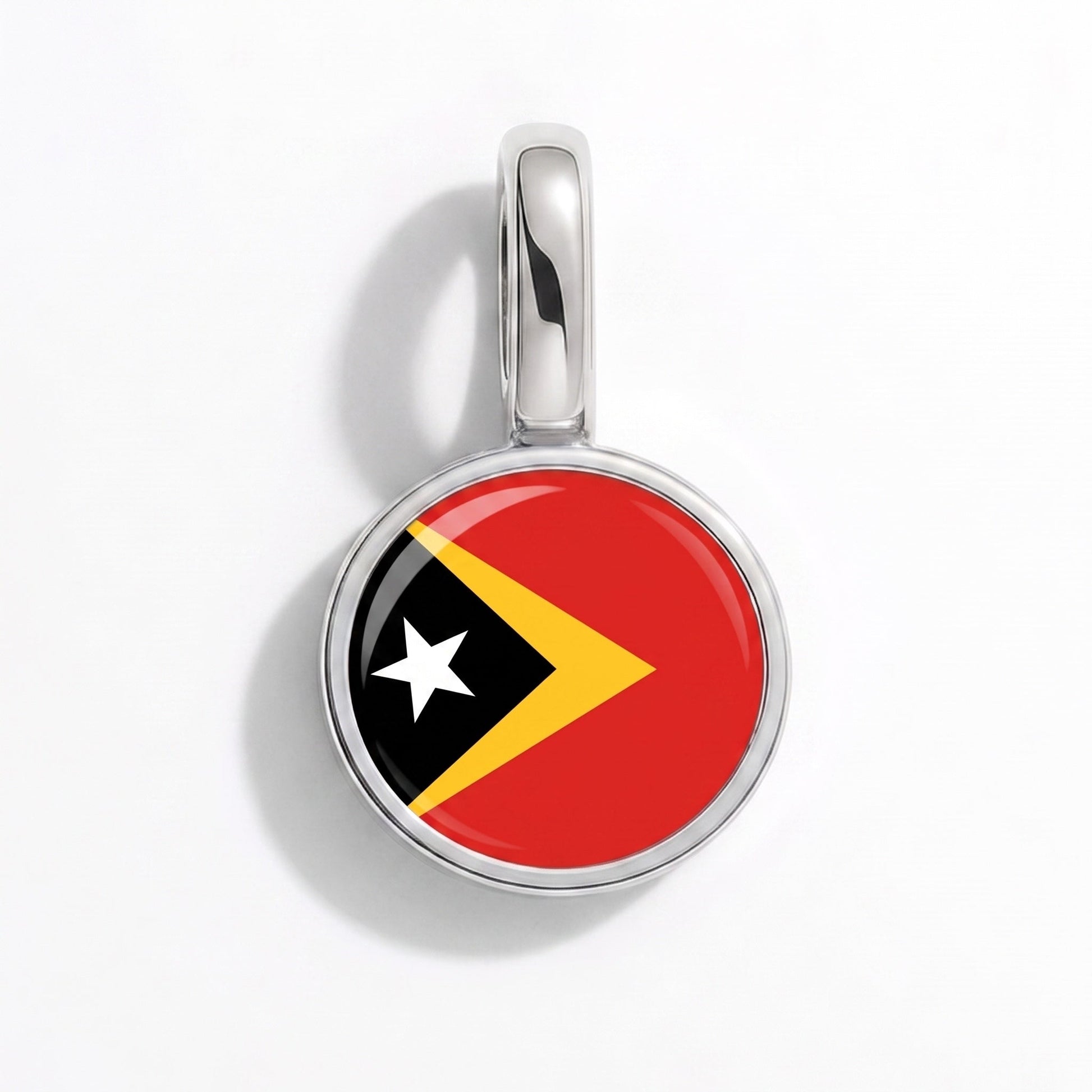 Flag charm Timor-Leste – rectangular silver