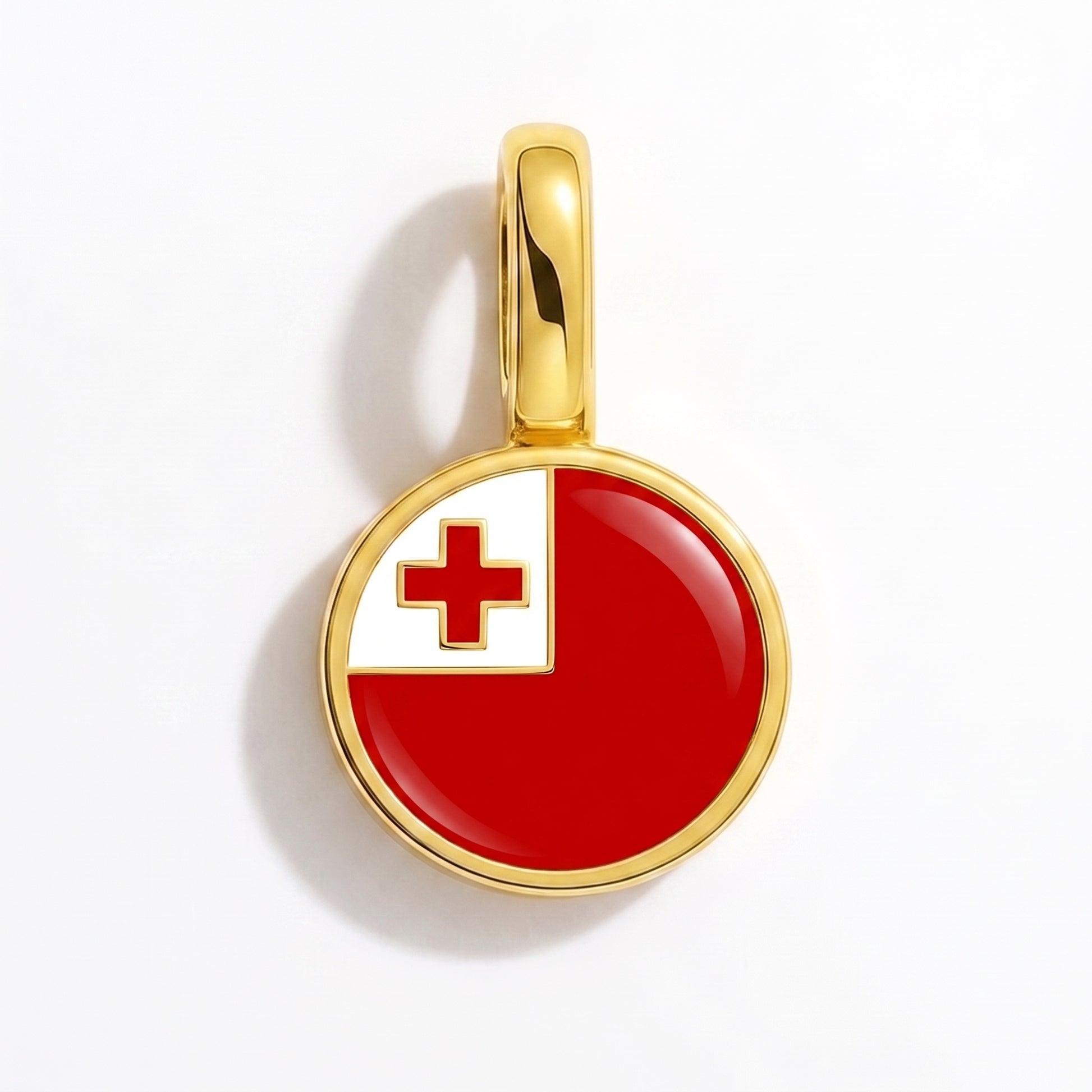 Flag charm Tonga – round gold