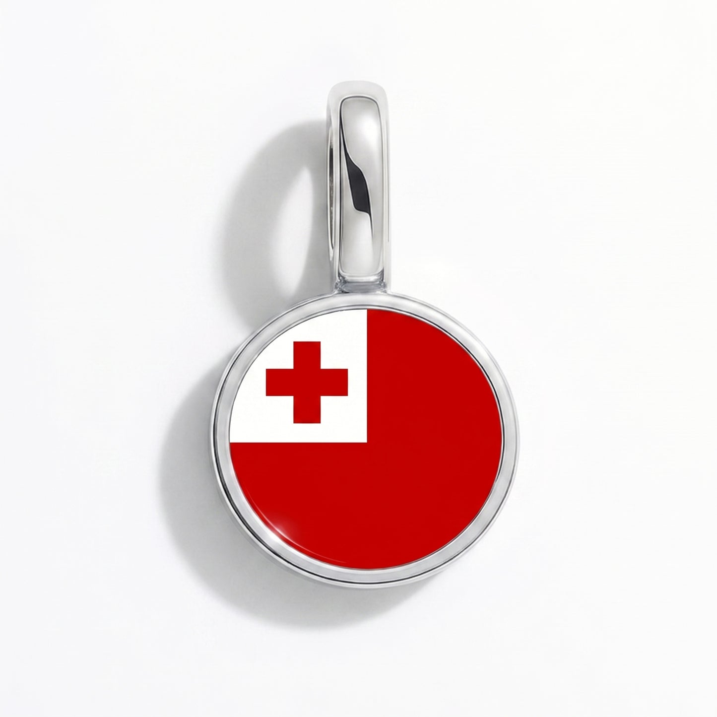 Flag charm Tonga – round silver