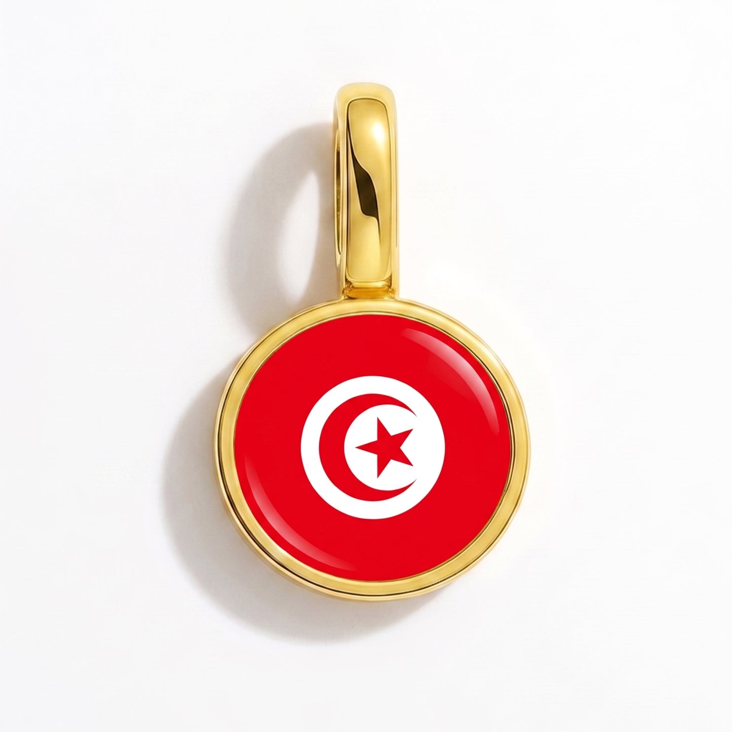 Flag charm Tunisia – round gold