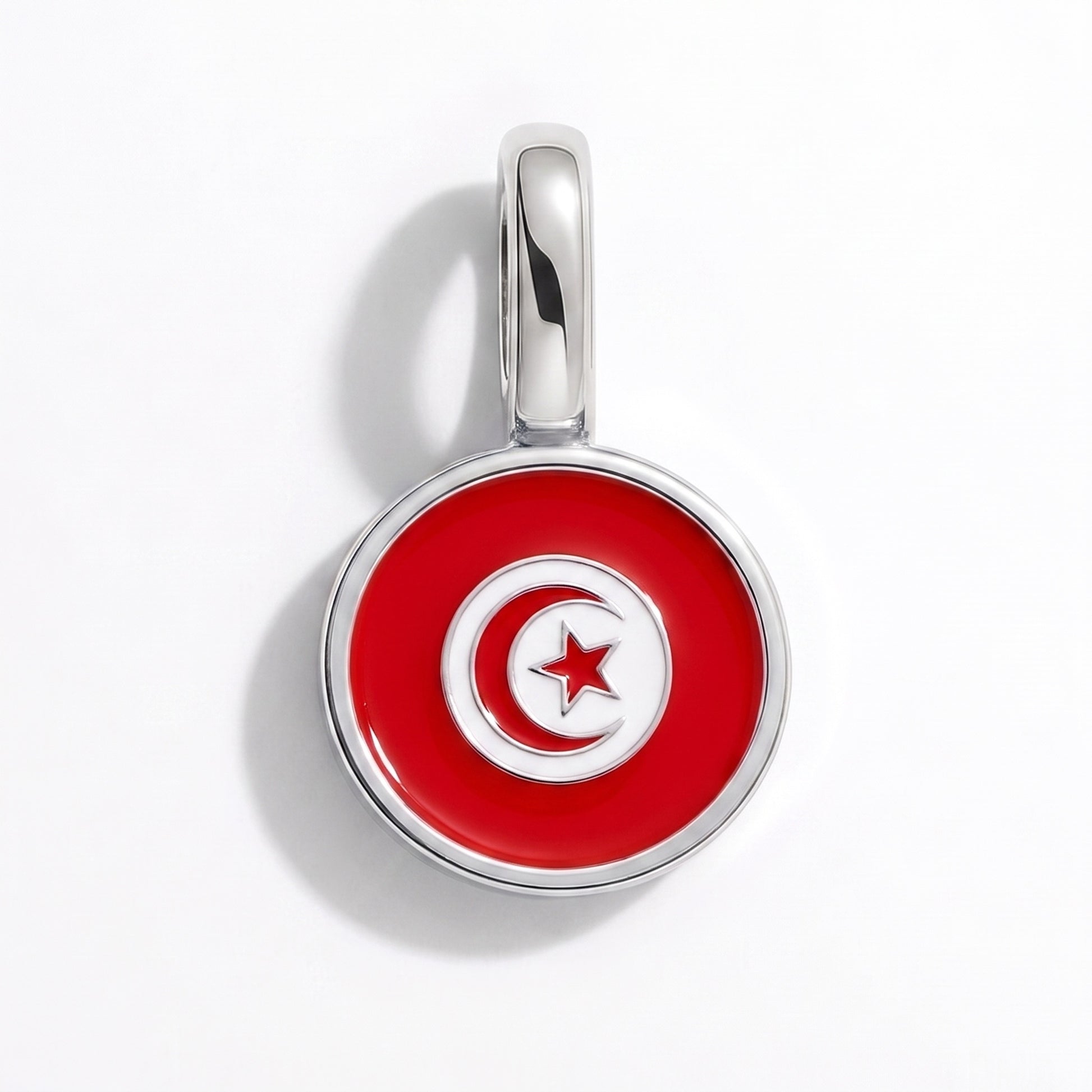 Flag charm Tunisia – round silver