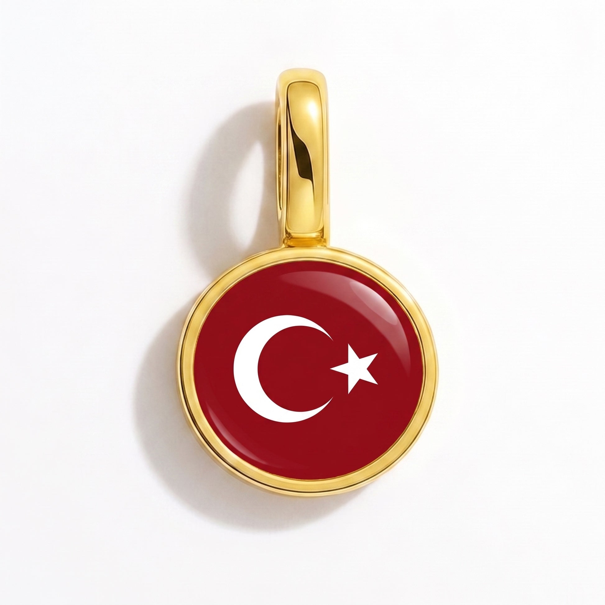 Flag charm Turkey – round gold