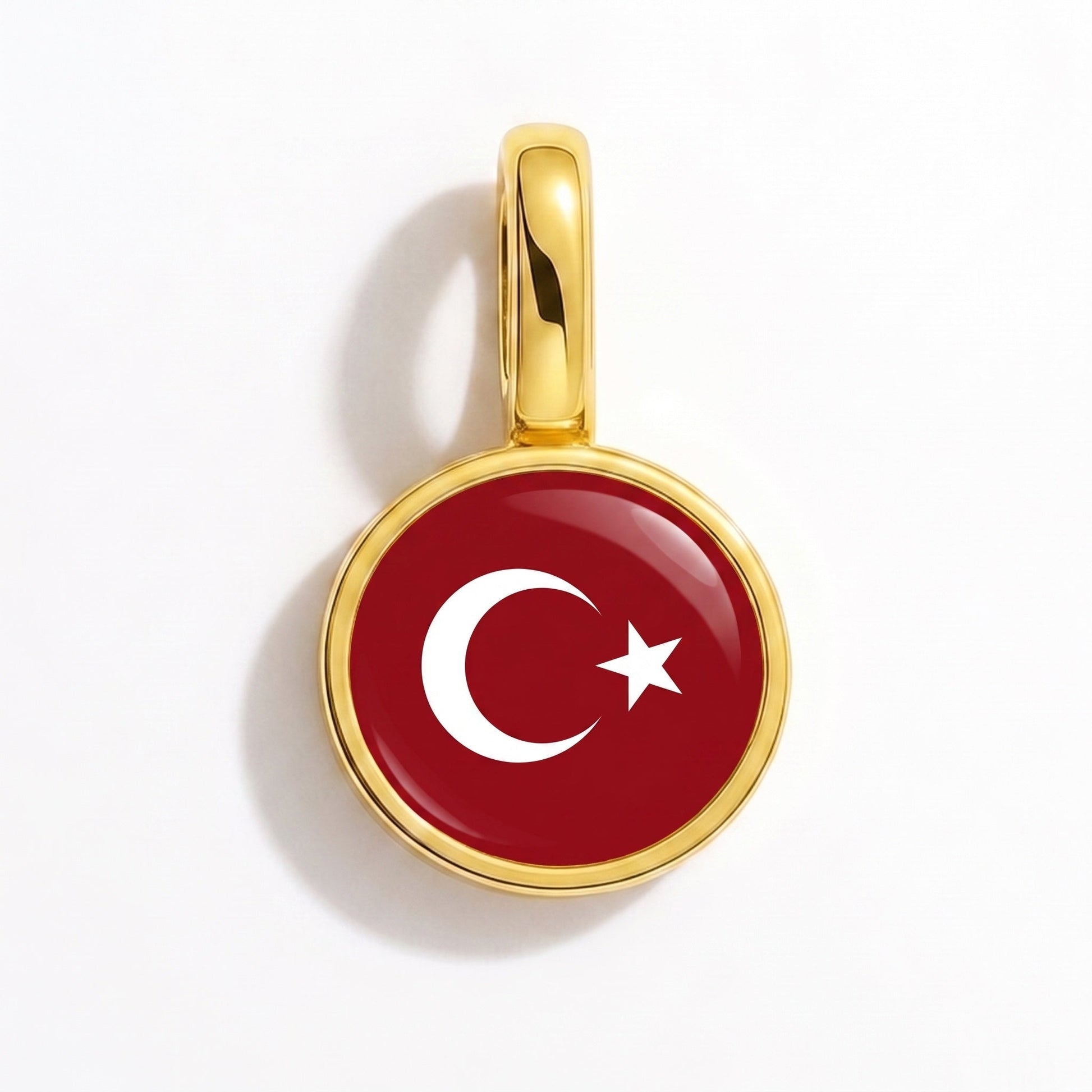 Flag charm Turkey – rectangular gold