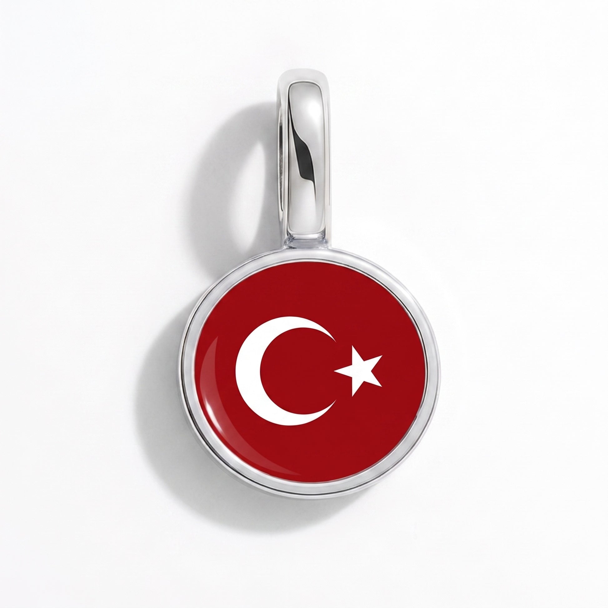 Flag charm Turkey – round silver
