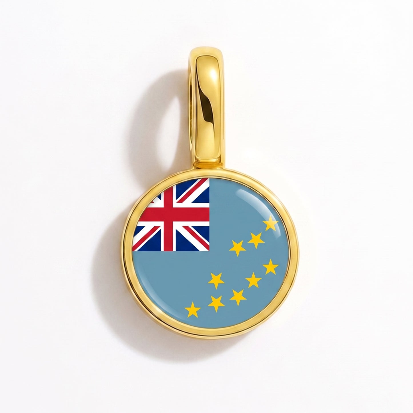 Flag charm Tuvalu – round gold