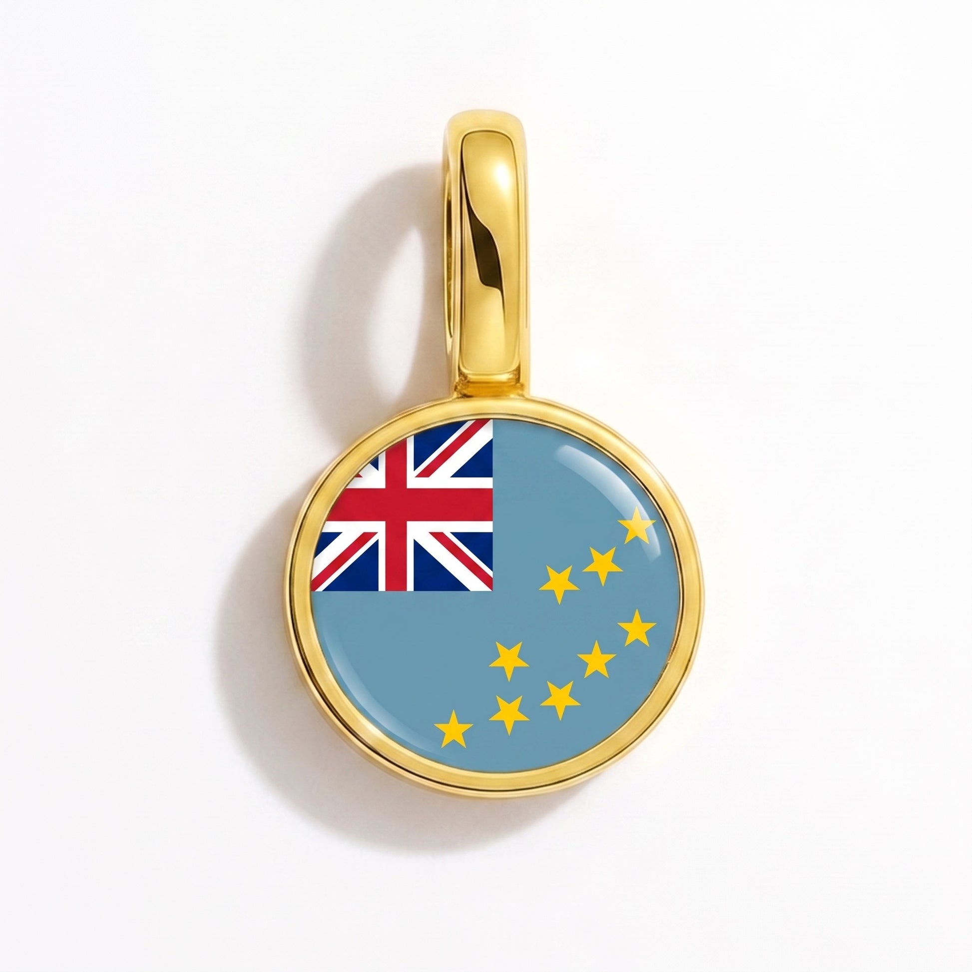Flag charm Tuvalu – round gold