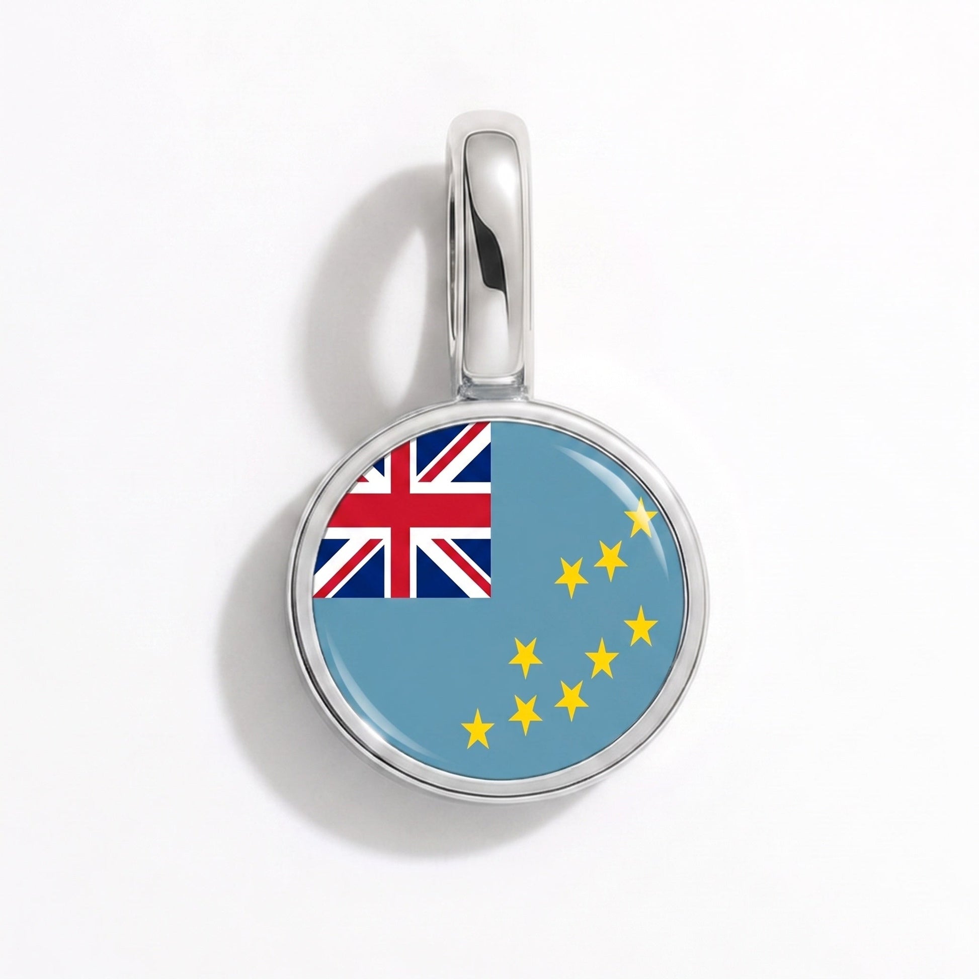 Flag charm Tuvalu – rectangular silver