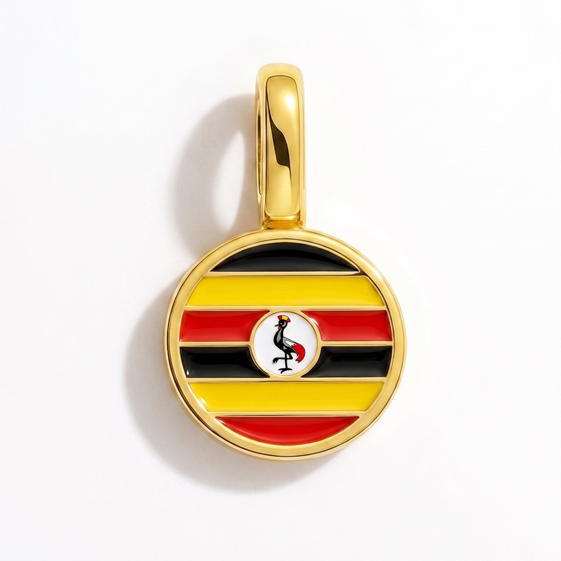 Flag charm Uganda – round gold