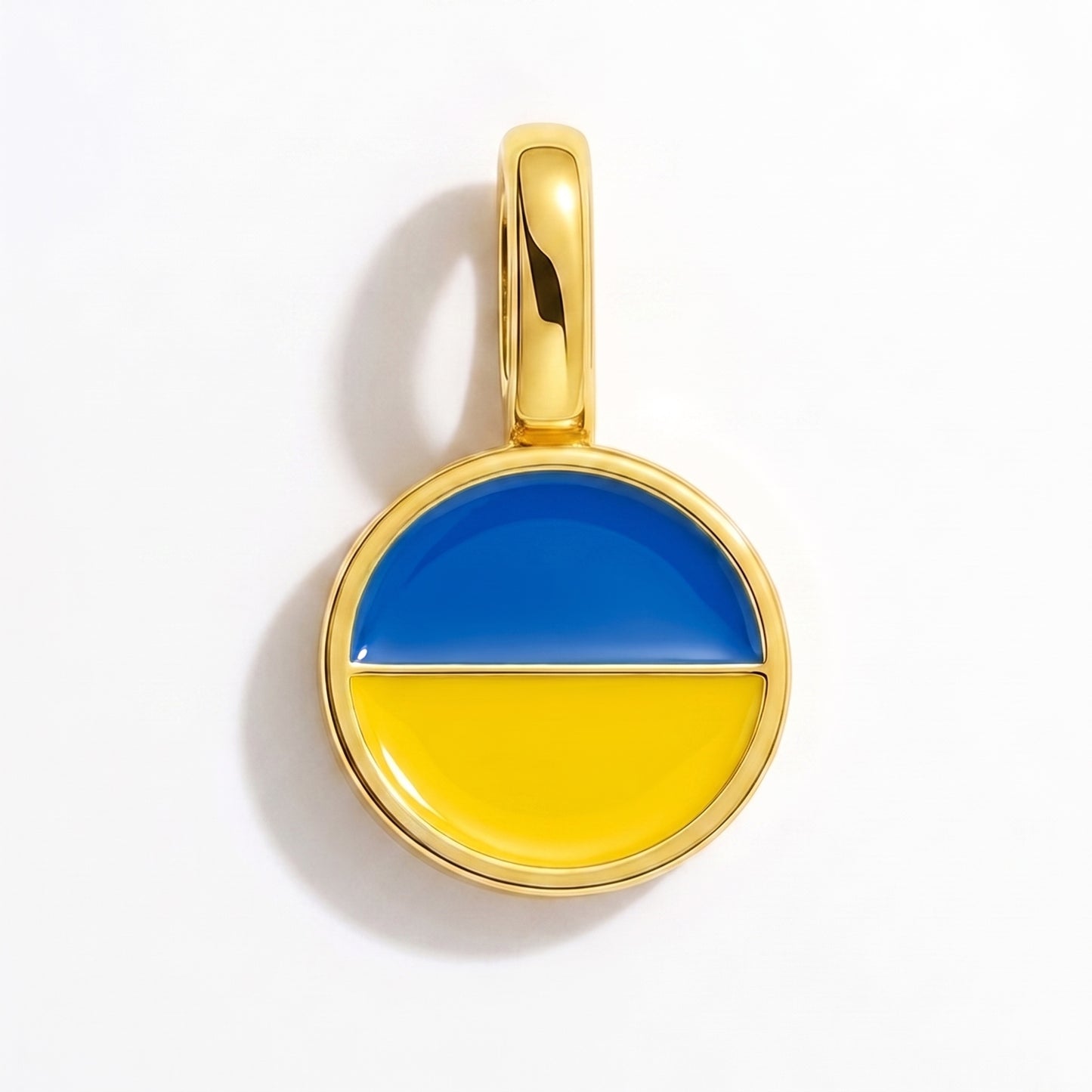 Flag charm Ukraine – round gold
