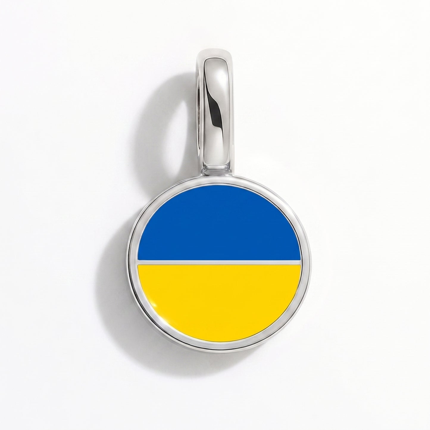 Flag charm Ukraine – round silver