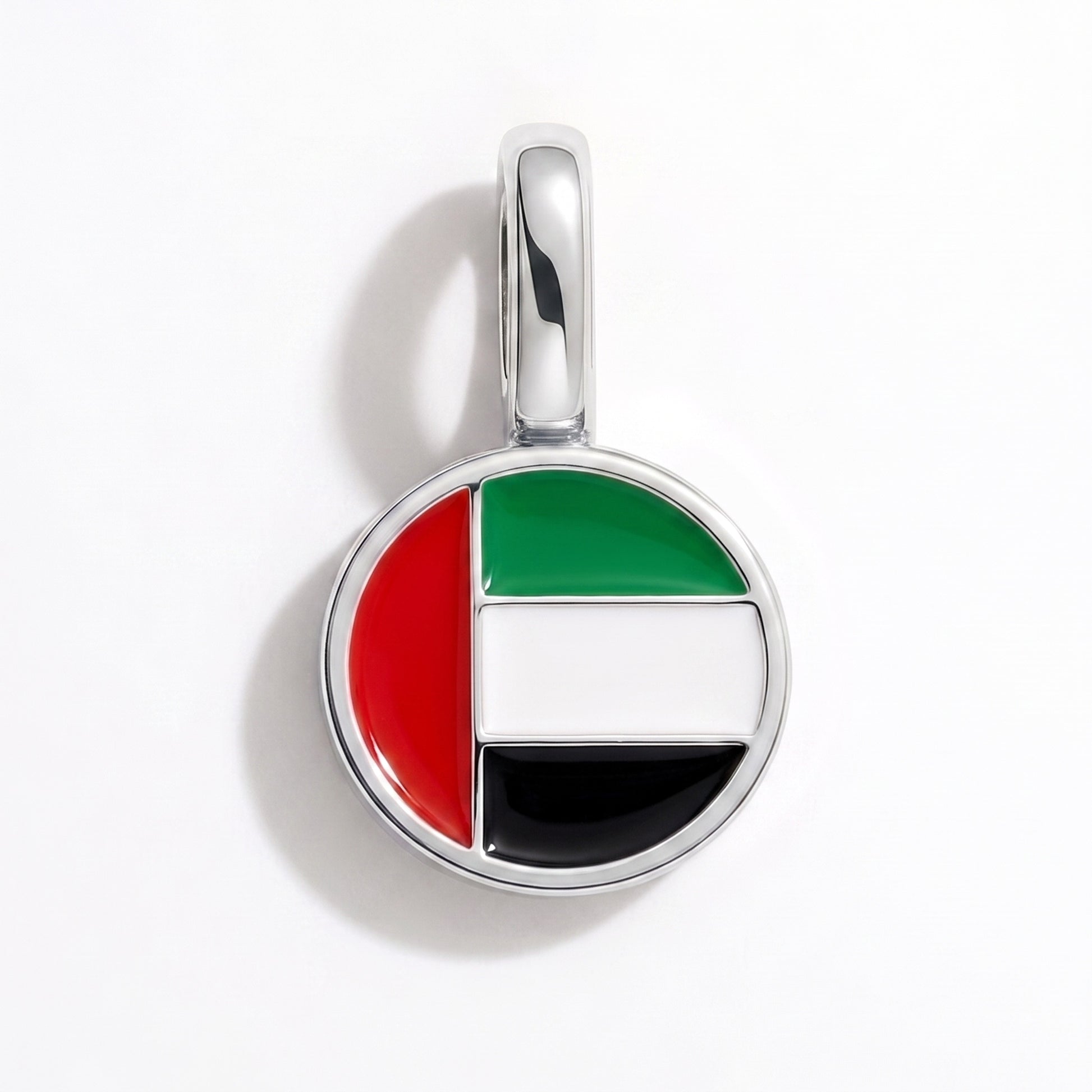 Flag charm United Arab Emirates – round silver