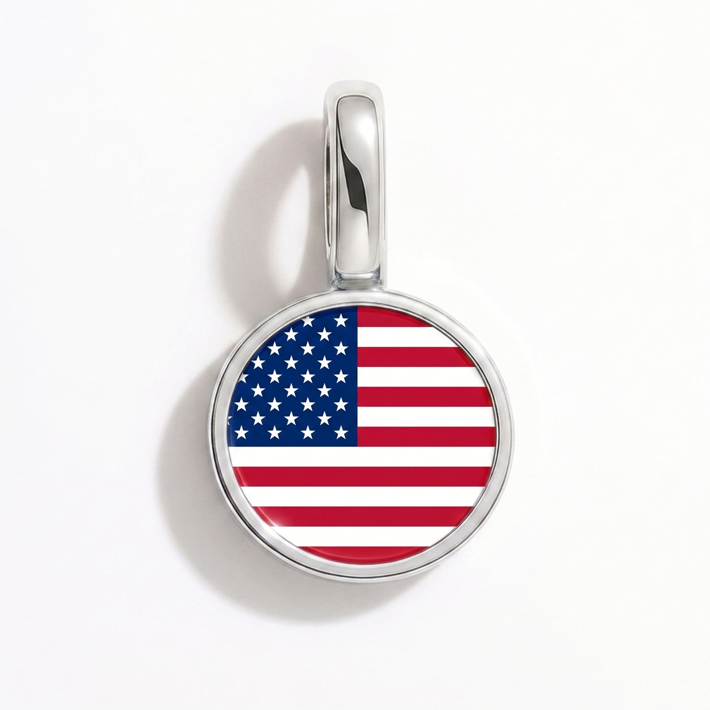 Flag charm United States – round silver