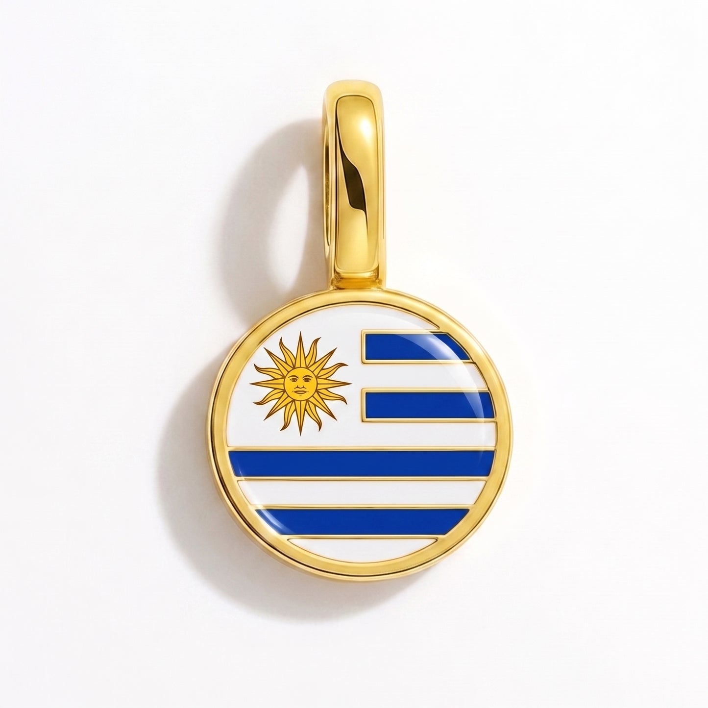 Flag charm Uruguay – round gold