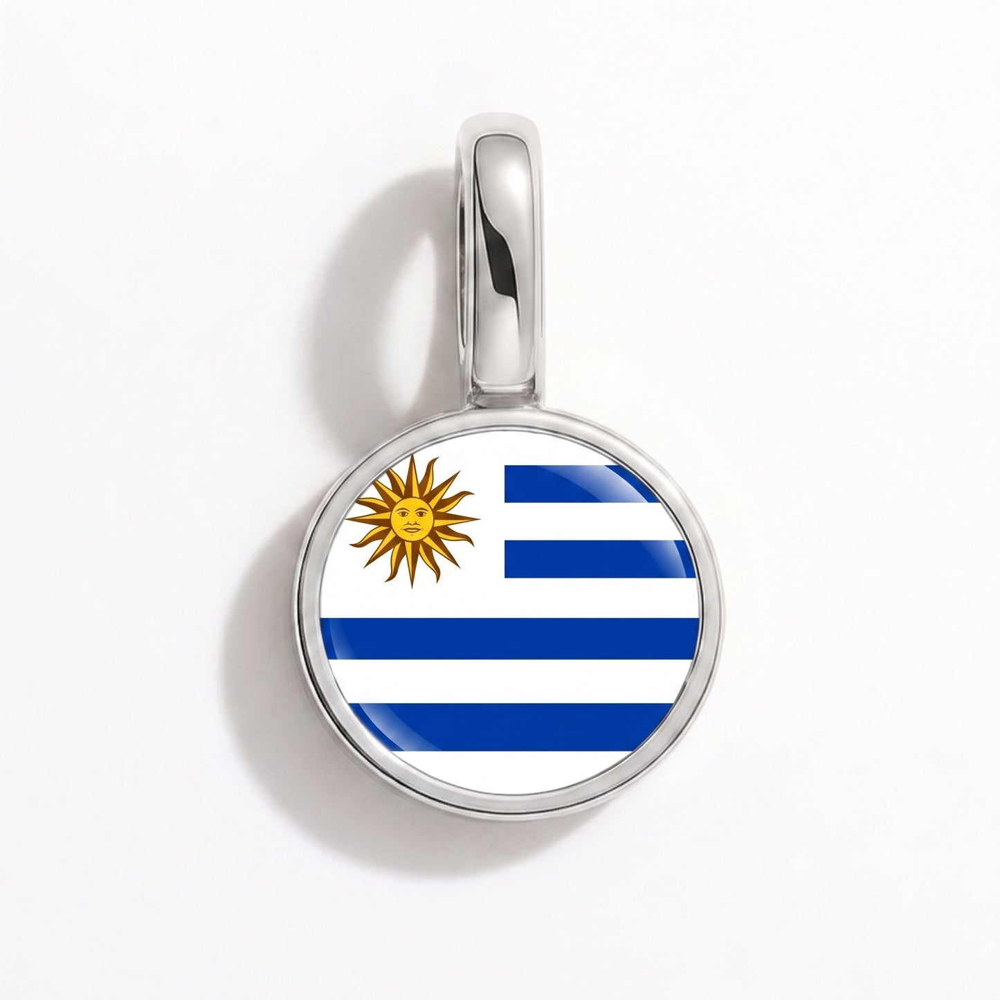 Flag charm Uruguay – rectangular silver