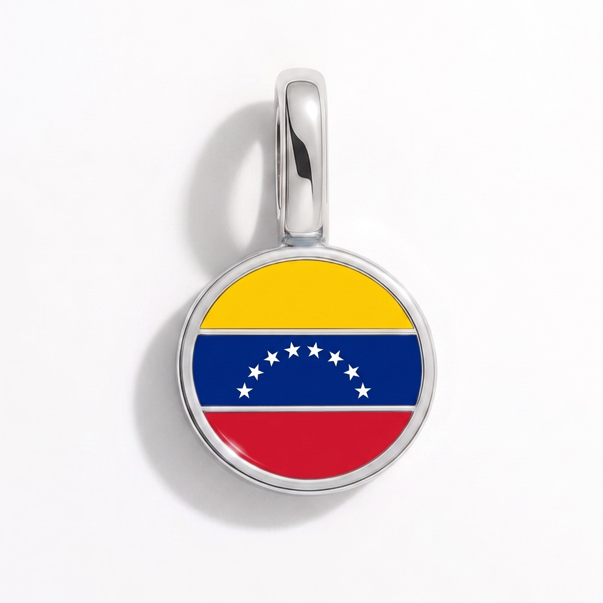 Flag charm Venezuela – round silver