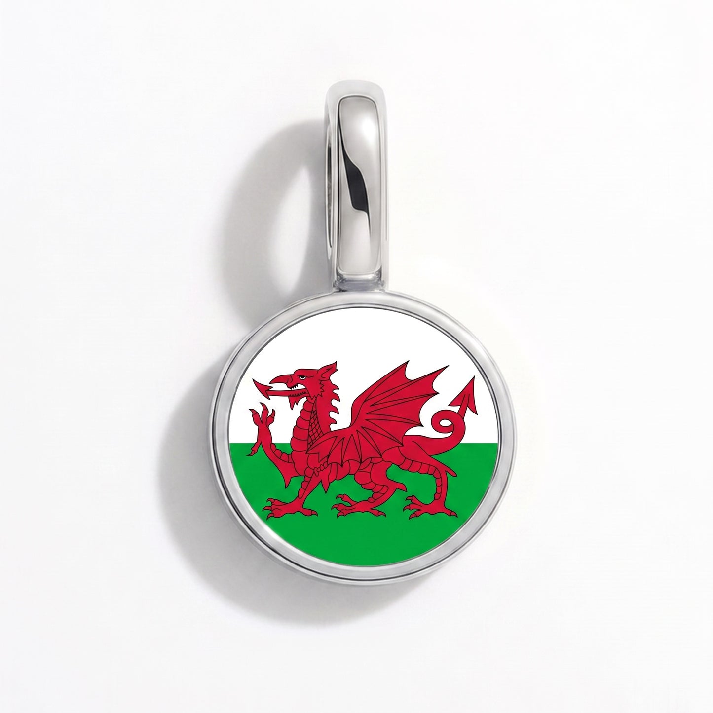 Flag charm Wales – round silver