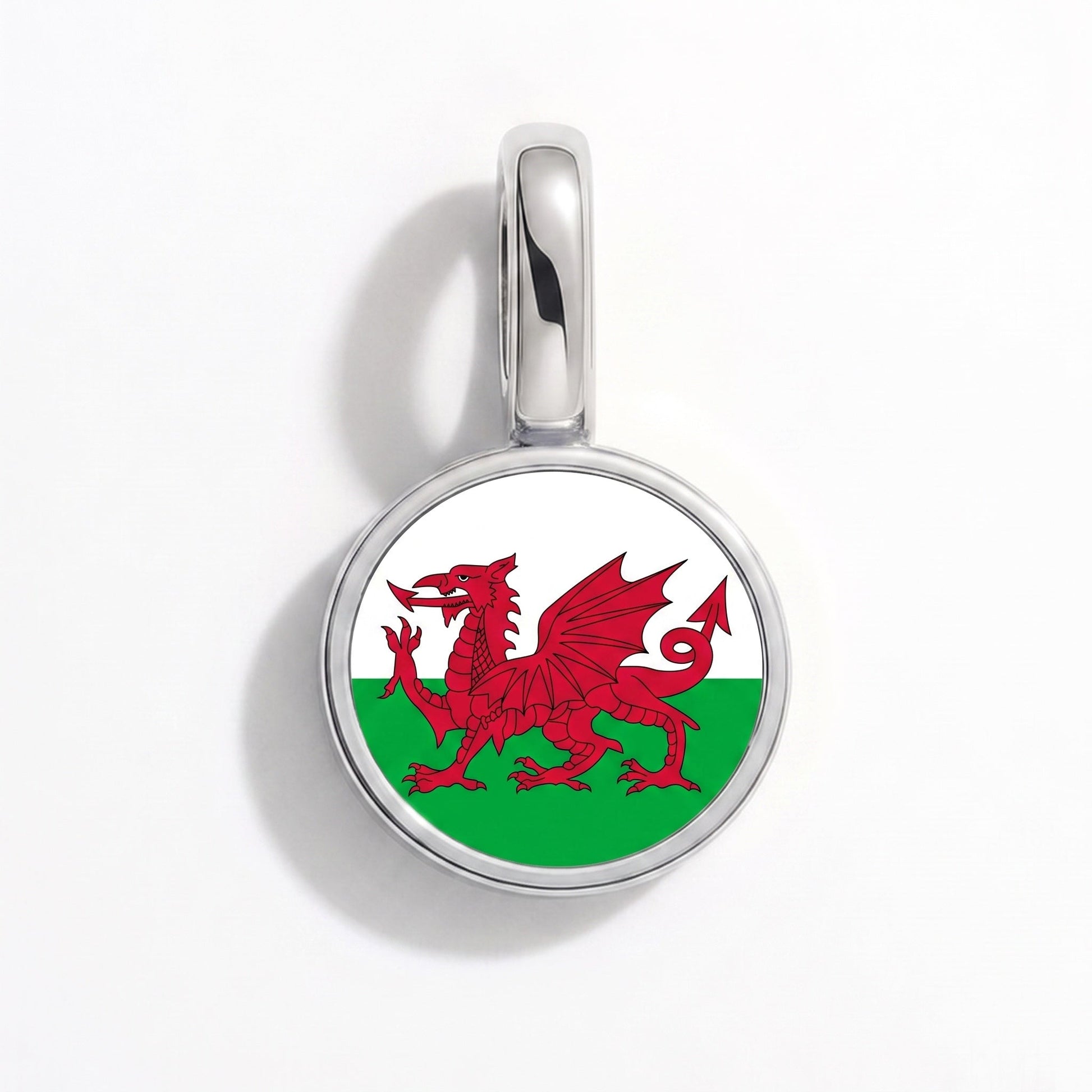 Flag charm Wales – rectangular silver